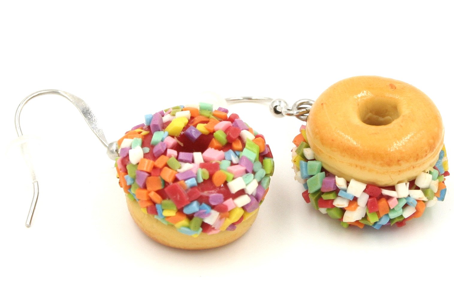 Handmade Polymer Clay Donut Earrings with Sprinkles - Cute & Unique Dangle Earrings for Women, Girls - Perfect for Parties, Gifts & Everyday Wear