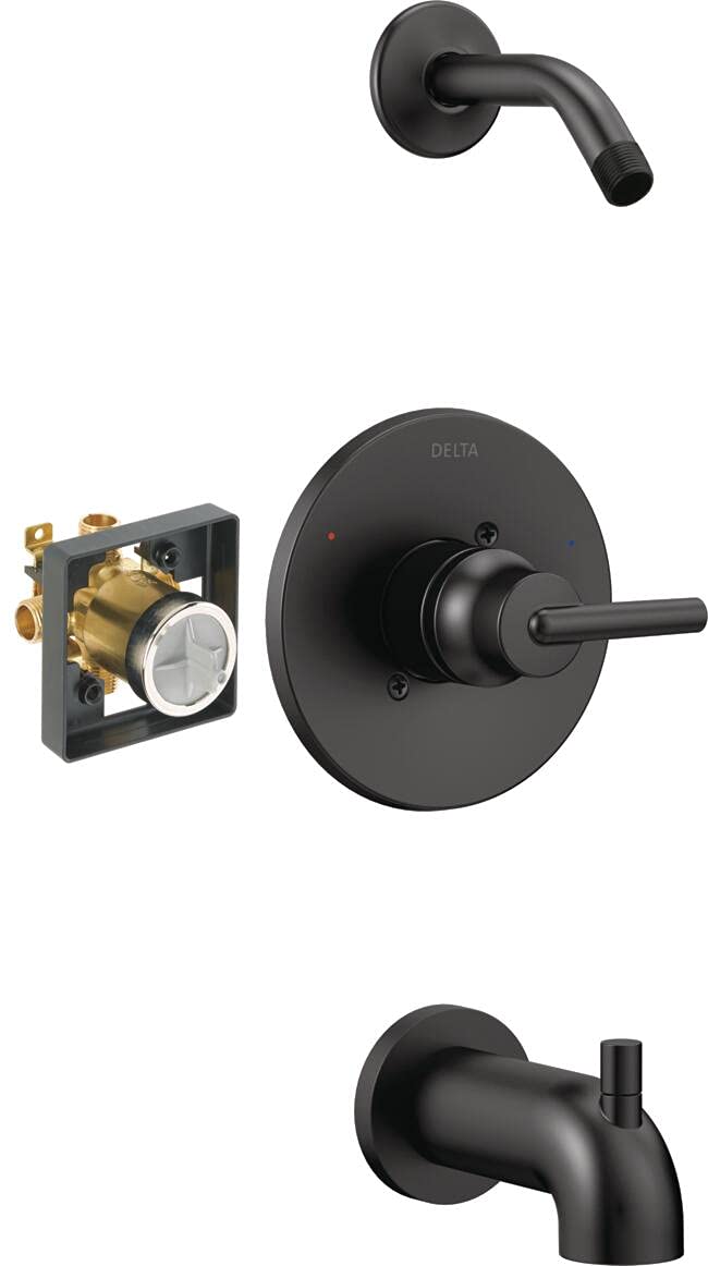 Premium Matte Black Shower Faucet Set with Valve - Complete Bathroom Shower Fixtures Kit (T14459-BLLHD) for Modern & Luxury Home Renovation - Perfect for Master Bath, Guest Bath & Spa-Like Shower Experience