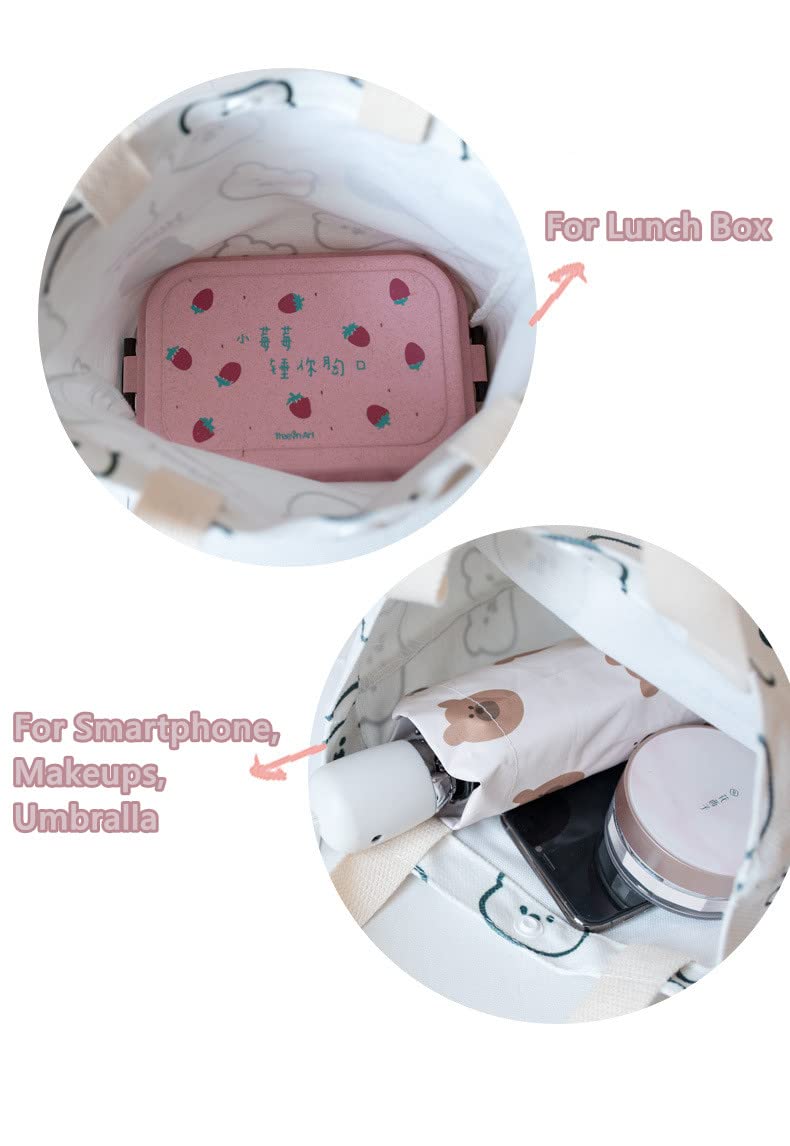 Stylish Kawaii Bunny Mini Canvas Tote Bag for Women - Y2K Aesthetic Shoulder Bag, Cute Grocery Shopping Bag - Perfect for School, Work, Beach & Y2K Fairy Grunge Fashion
