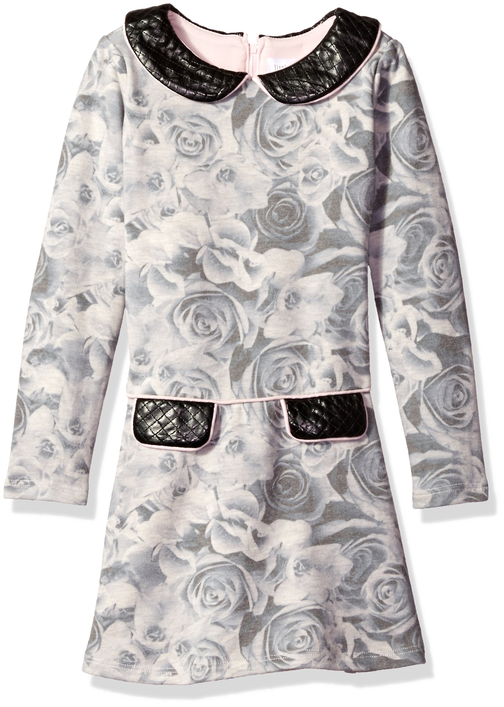 Little Angels Girls' Long Sleeve Peter Pan Collar Dress with Drop Waist Skirt - Perfect for School, Parties & Special Occasions