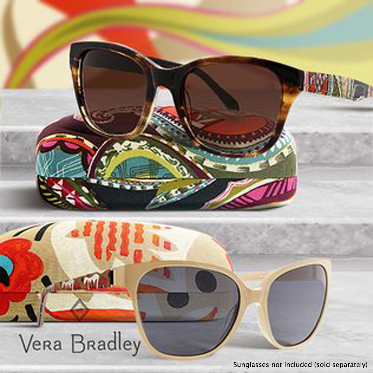 Vera Bradley Sunglasses & Eyeglasses Hard Shell Protective Case - Stylish Clamshell Design for Travel, Beach & Everyday Use