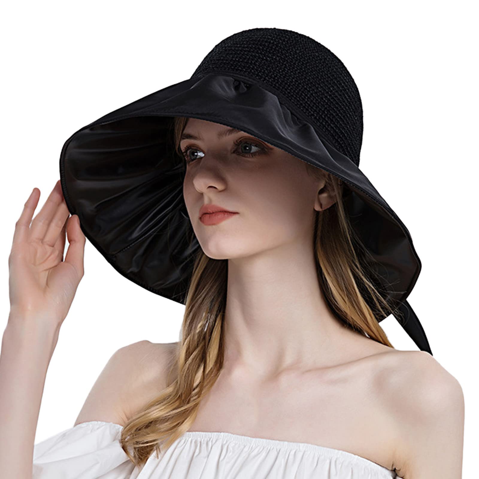 Women's UV Protection Sun Hat with Wide Brim & Chin Strap - Reversible Summer Beach Hat for Outdoor Activities, Gardening, Hiking and Travel