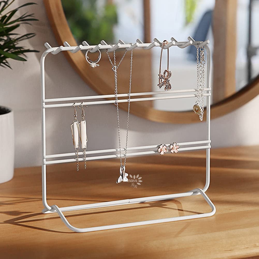 Jewelry Organizer & Holder - Premium White Display Stand for Earrings, Necklaces & Bracelets | Perfect for Bedroom Vanity, Travel & Gift Giving