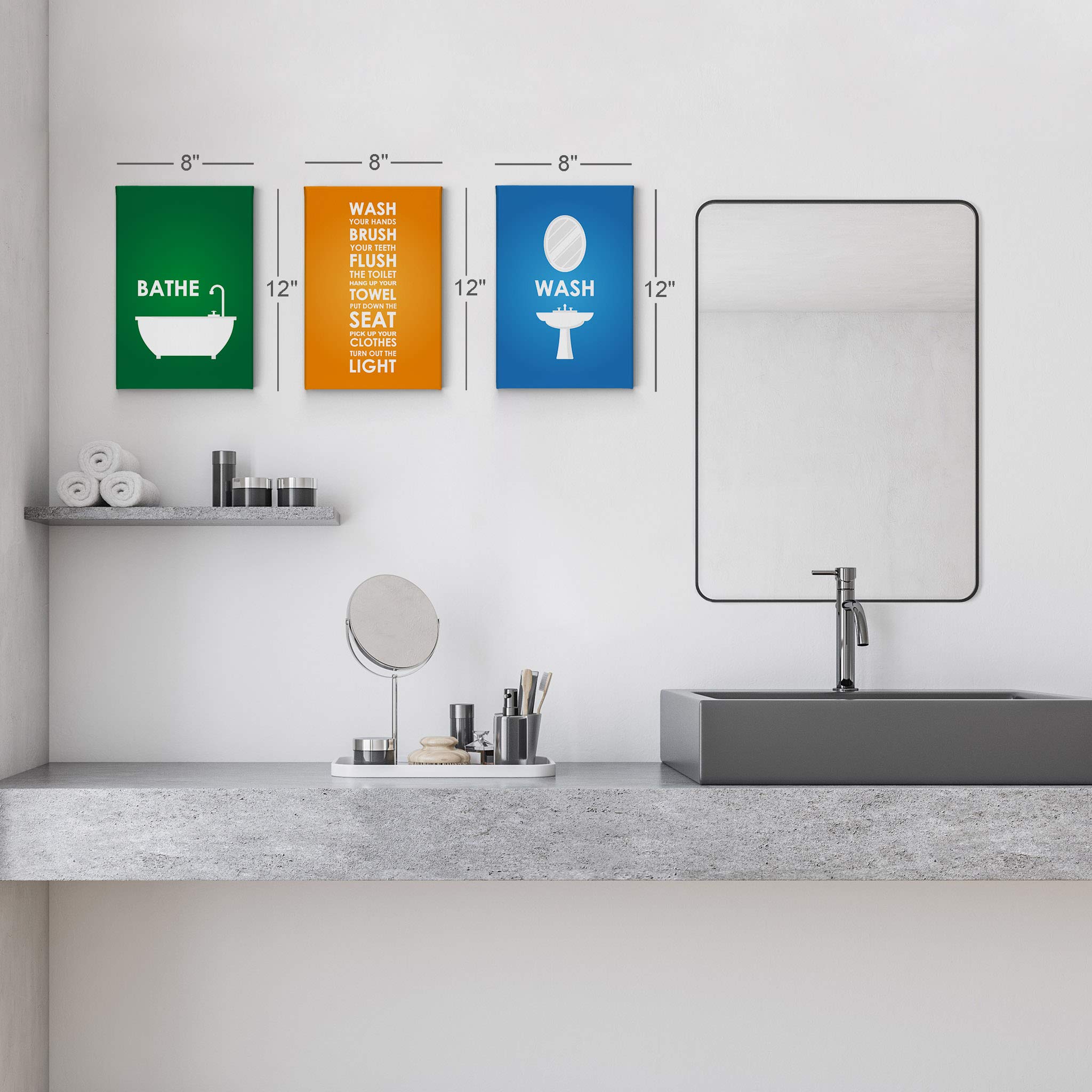 Funny Bathroom Rules Canvas Print Set - 3 Piece Wall Art Decor with Humorous Quotes (36x24 inches Each) - Ready to Hang for Bathroom, Toilet, or Washroom - Perfect for Home, Office, or Gift Giving