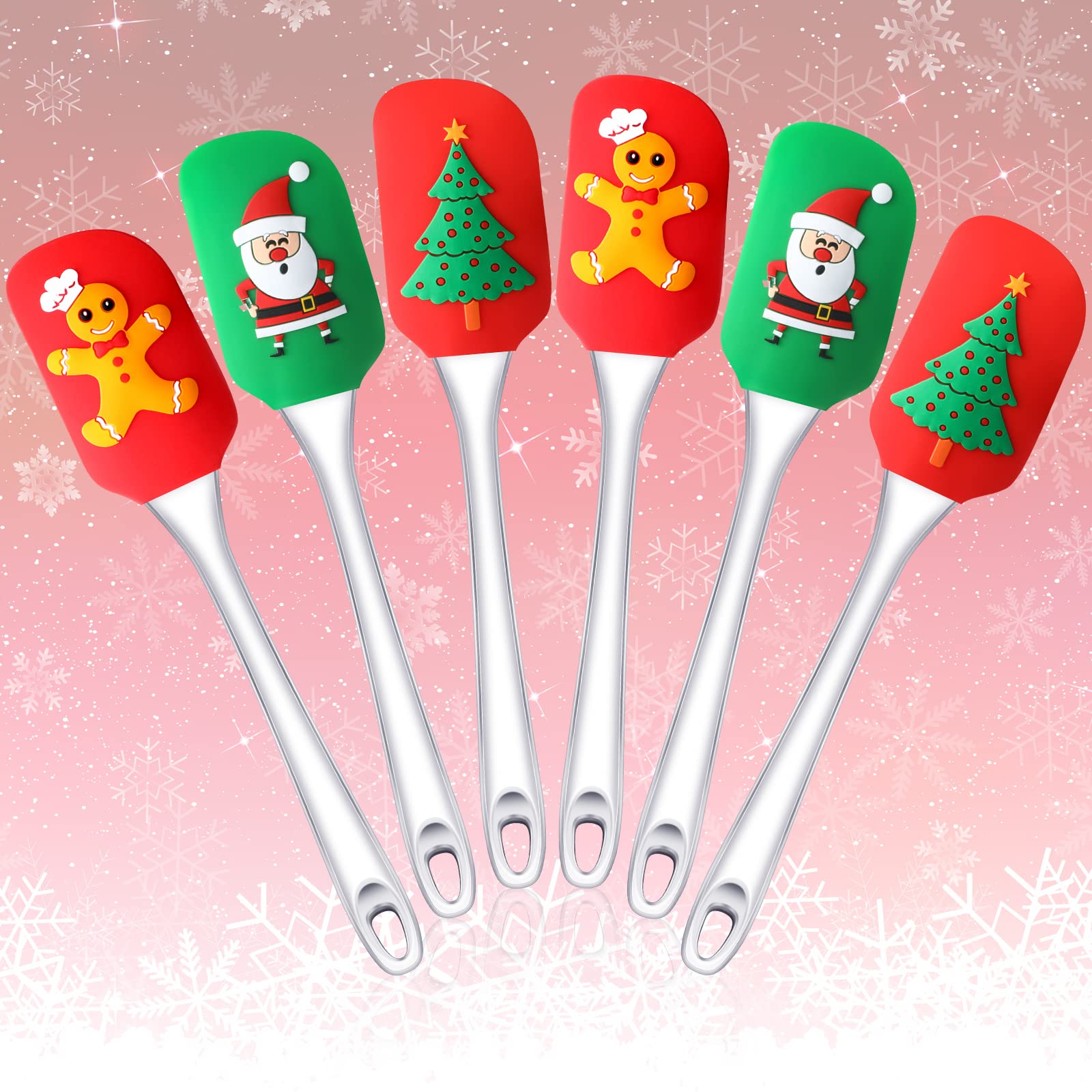 Uiifan Christmas Silicone Spatula - Santa Claus Design Baking Tool for Cake Decorating, Butter Cream Mixing & Kitchen Use | Heat-Resistant Plastic Handle (Classic Style) - Perfect for Holiday Baking, Cookie Decorating & Gift Giving