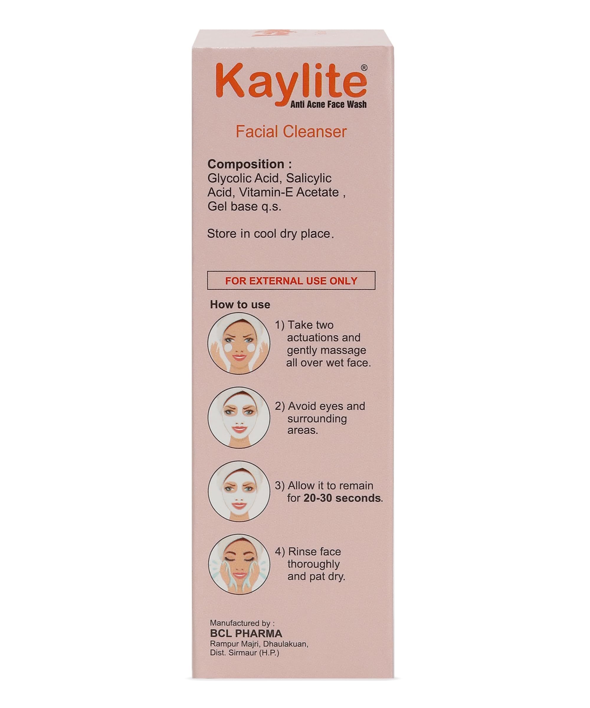 Kaylite Facial Cleanser - Oil Free Anti Acne Face Wash with Salicylic Acid & Vitamin E-Acetate Gel for Women & Men (2 Pack, 120ml) | Gentle Daily Cleansing for Oily & Acne-Prone Skin