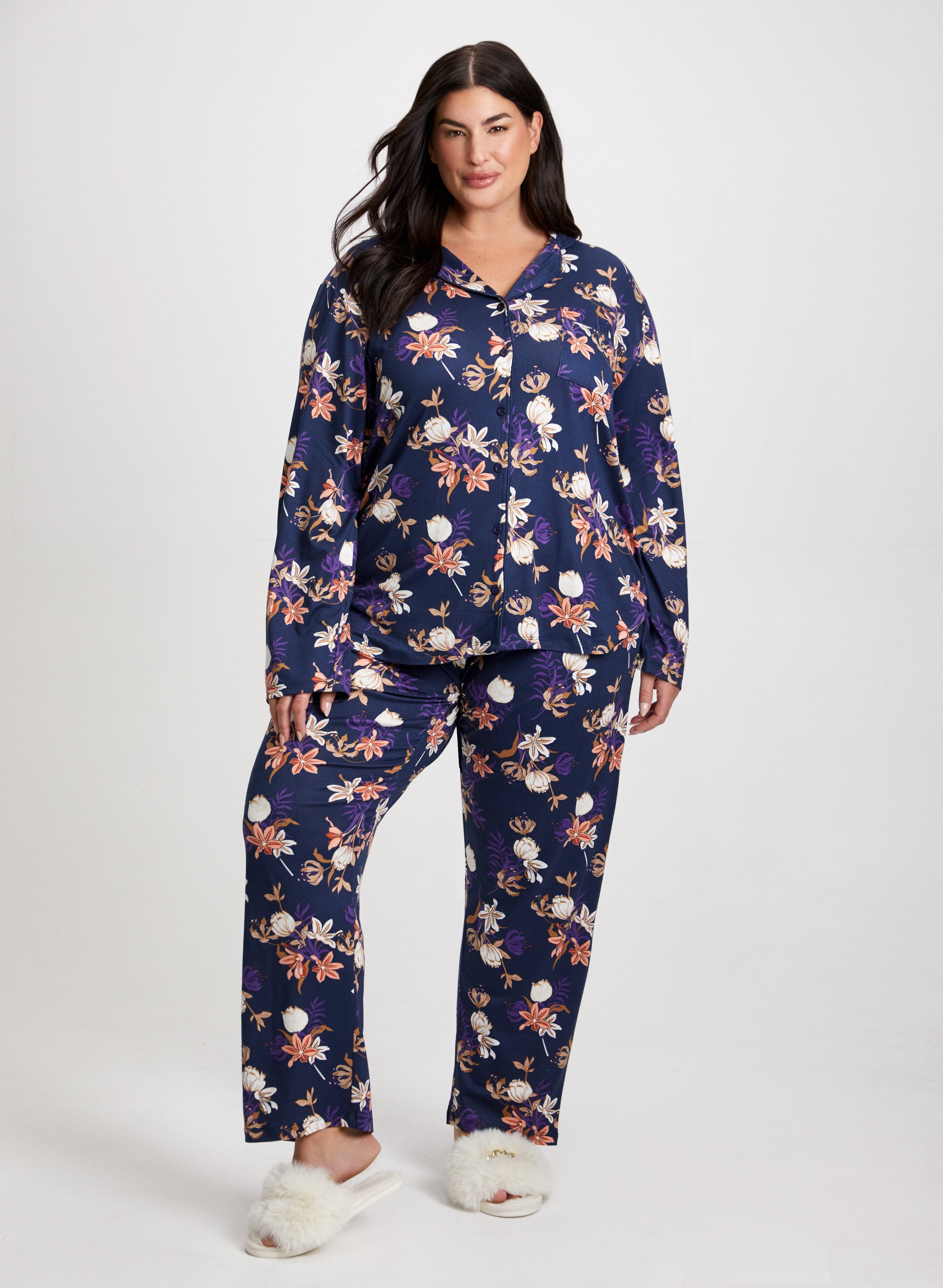Floral Print Pajama Set for Women - Soft & Comfortable Sleepwear - Perfect for Nighttime Relaxation & Lounging