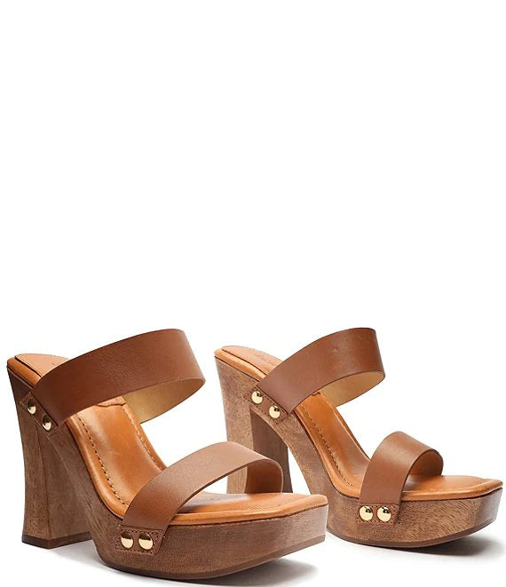 Aryana Women's Leather Platform Sandals - Deep Nude Color | Comfortable High Heel Summer Shoes for Beach, Party & Casual Outfits