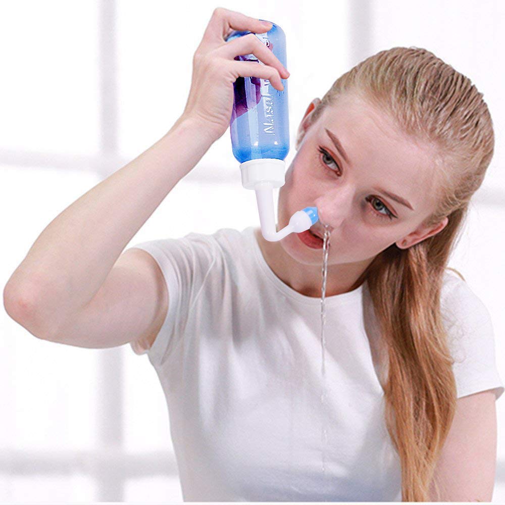 300ml Neti Pot Nasal Rinse Bottle with 2 Spouts - Sinus Rinse Kit for Allergy & Cold Relief - Helps with Rhinitis, Hay Fever, Nasal Congestion & Flu Symptoms - Perfect for Daily Nasal Hygiene & Sinus Care at Home