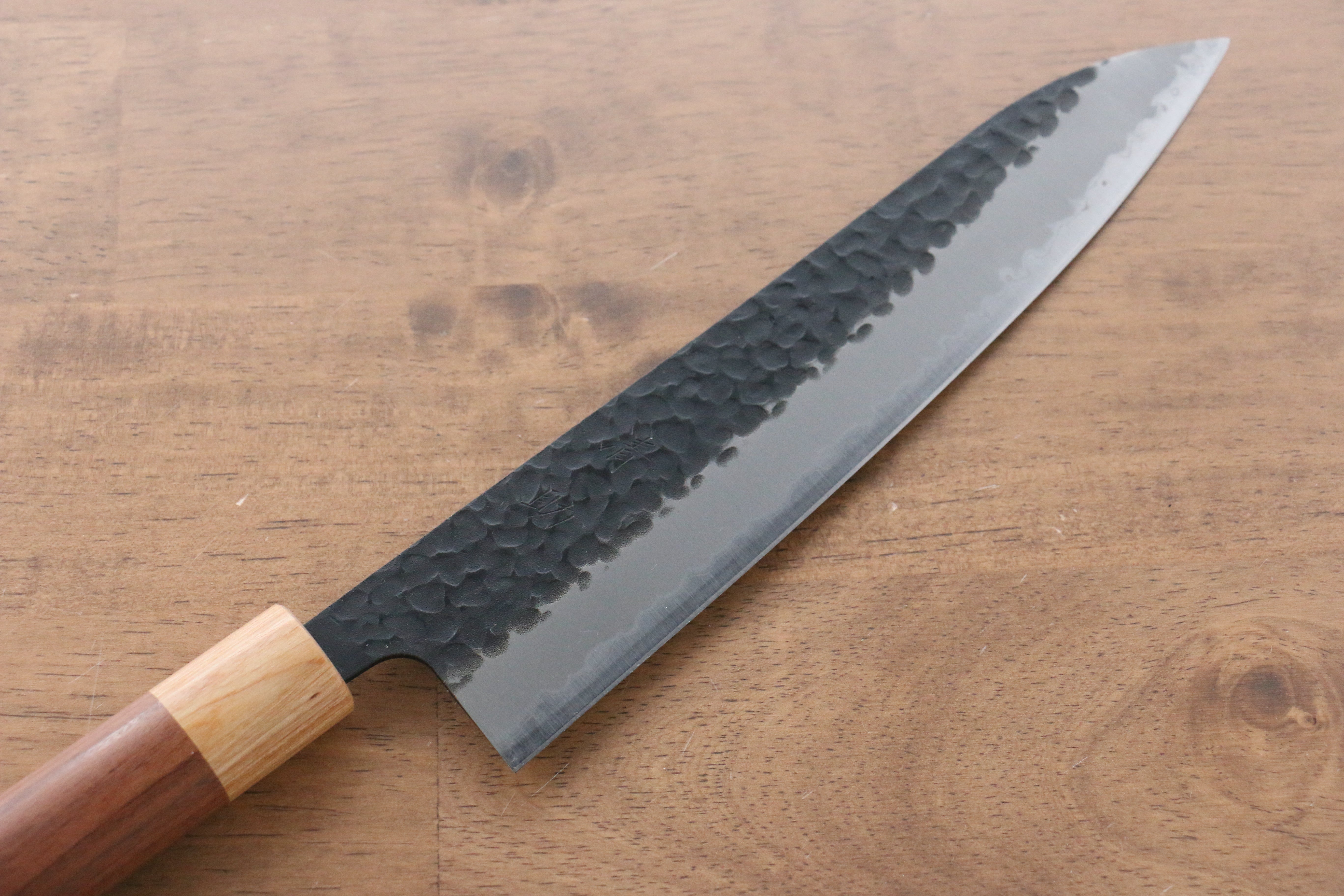 Seisuke Kokubyaku Blue Super Hammered Kurouchi Gyuto 210mm Japanese Chef Knife with Morado Wood Handle - Perfect for Slicing, Dicing, and Precision Cooking in Professional Kitchens & Home Use