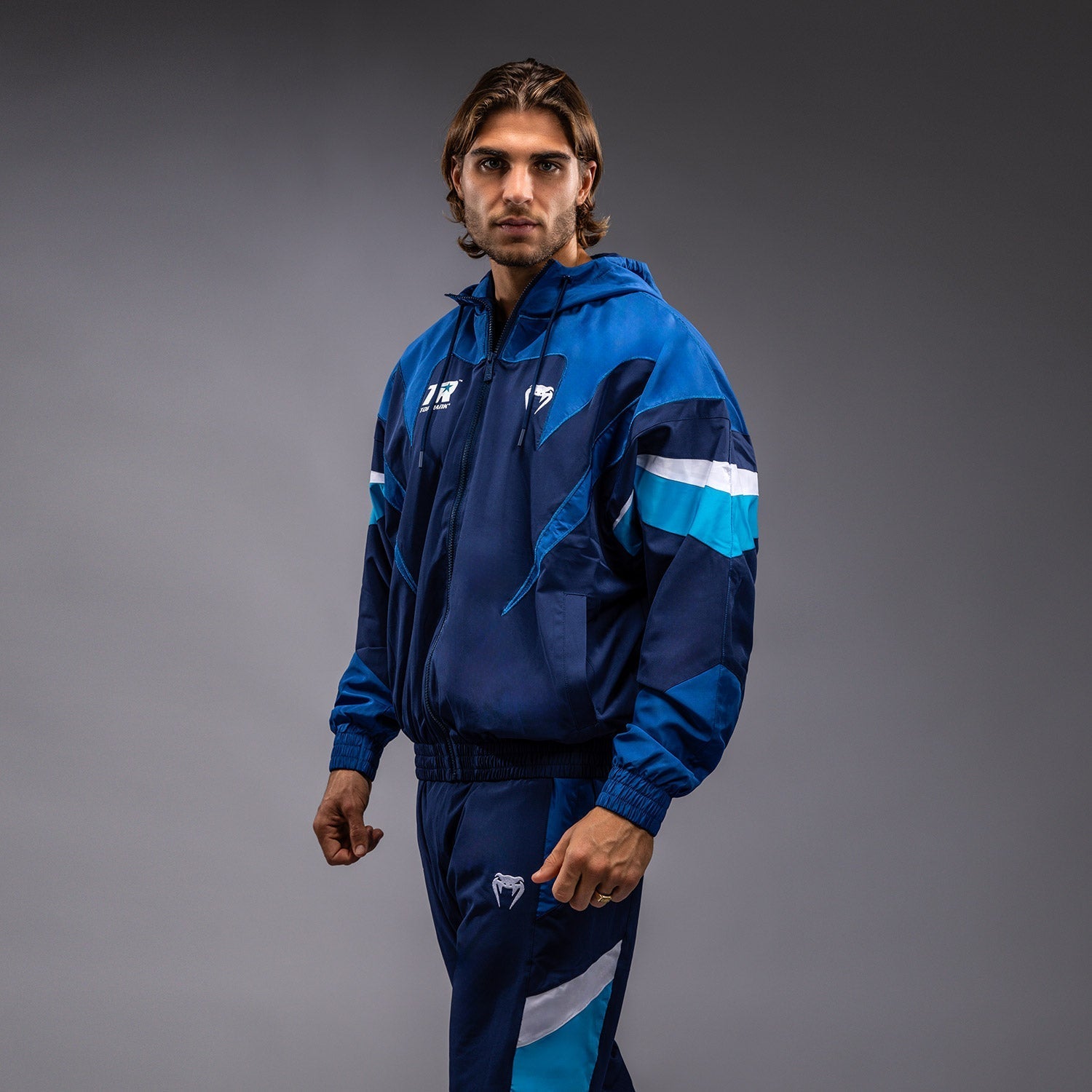 Venum x Top Rank Original Men's Hooded Tracksuit Jacket - Navy Blue MMA Training & Streetwear Hoodie for Gym & Casual Wear