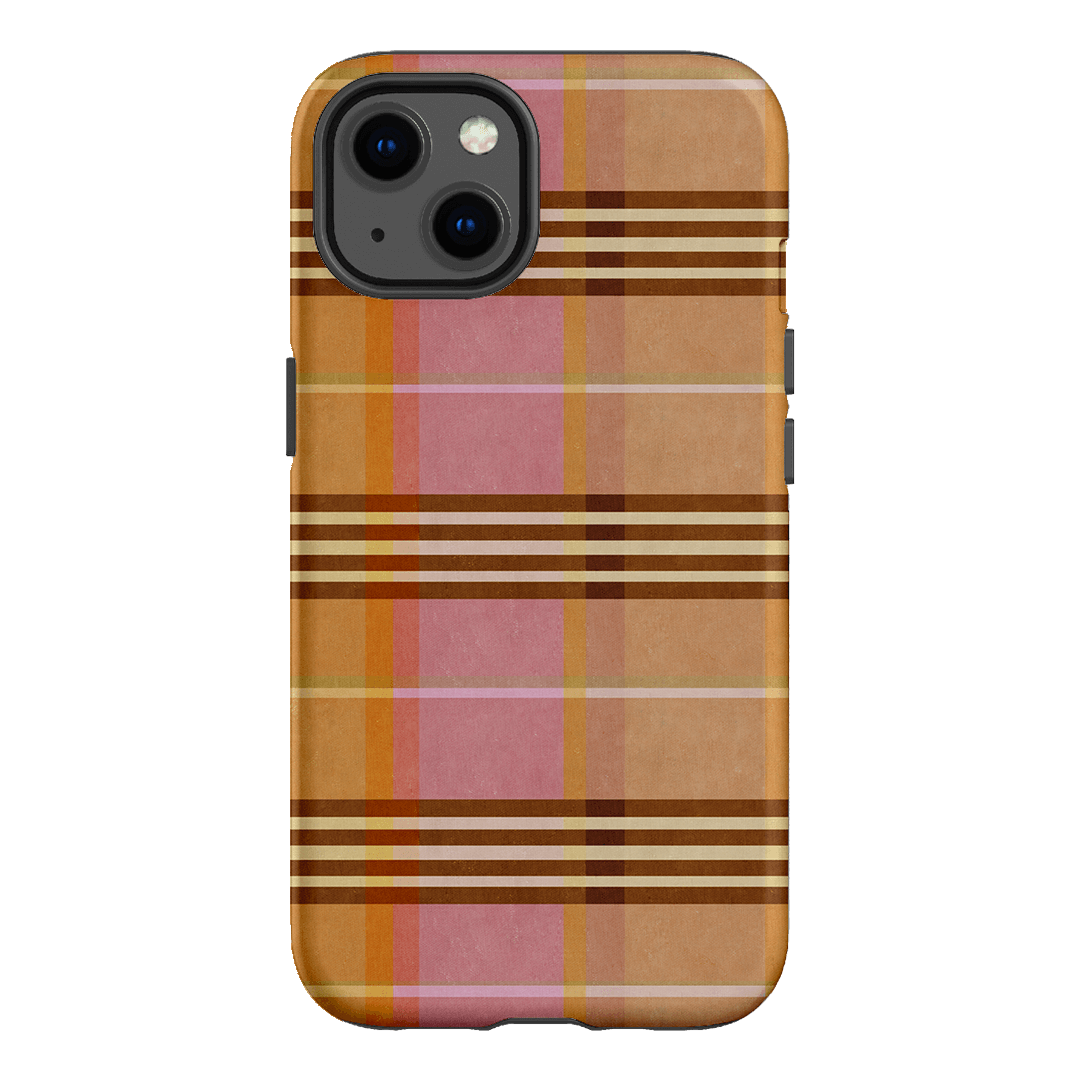 Peachy Plaid Phone Case for iPhone 15/14/13/12/11 Pro Max - Cute Tartan Pattern Protective Cover with Shockproof Design - Perfect for Everyday Use, Travel & Fashion Accessories