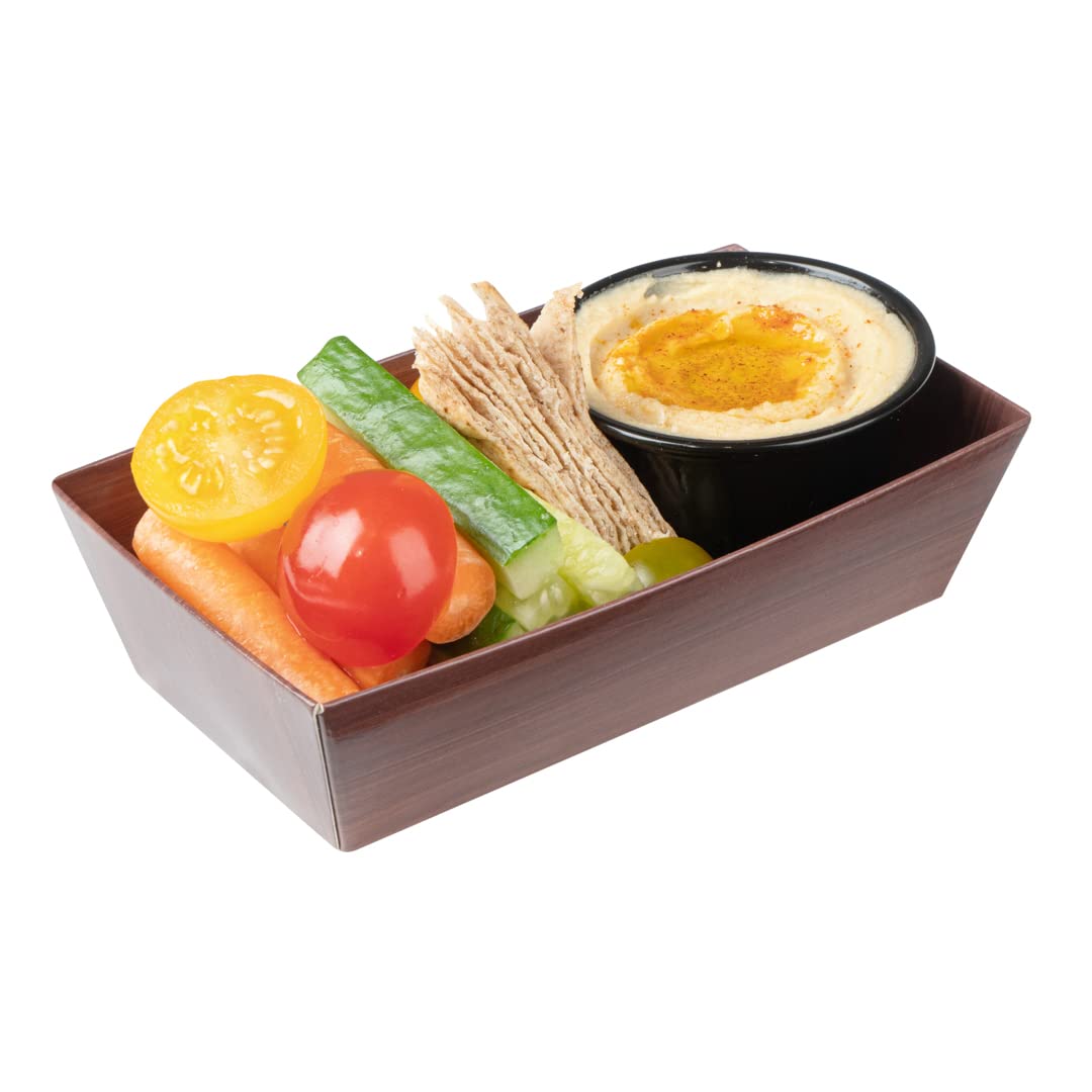 Restaurantware Matsuri Vision 4.7 x 2.5 x 1.4 Inch Disposable Sushi Trays - 100 Pack Greaseproof Wood Grain Paper Sushi Boxes for Appetizers, Desserts & Takeout - Lids Sold Separately | Perfect for Restaurants, Catering & Home Sushi Parties