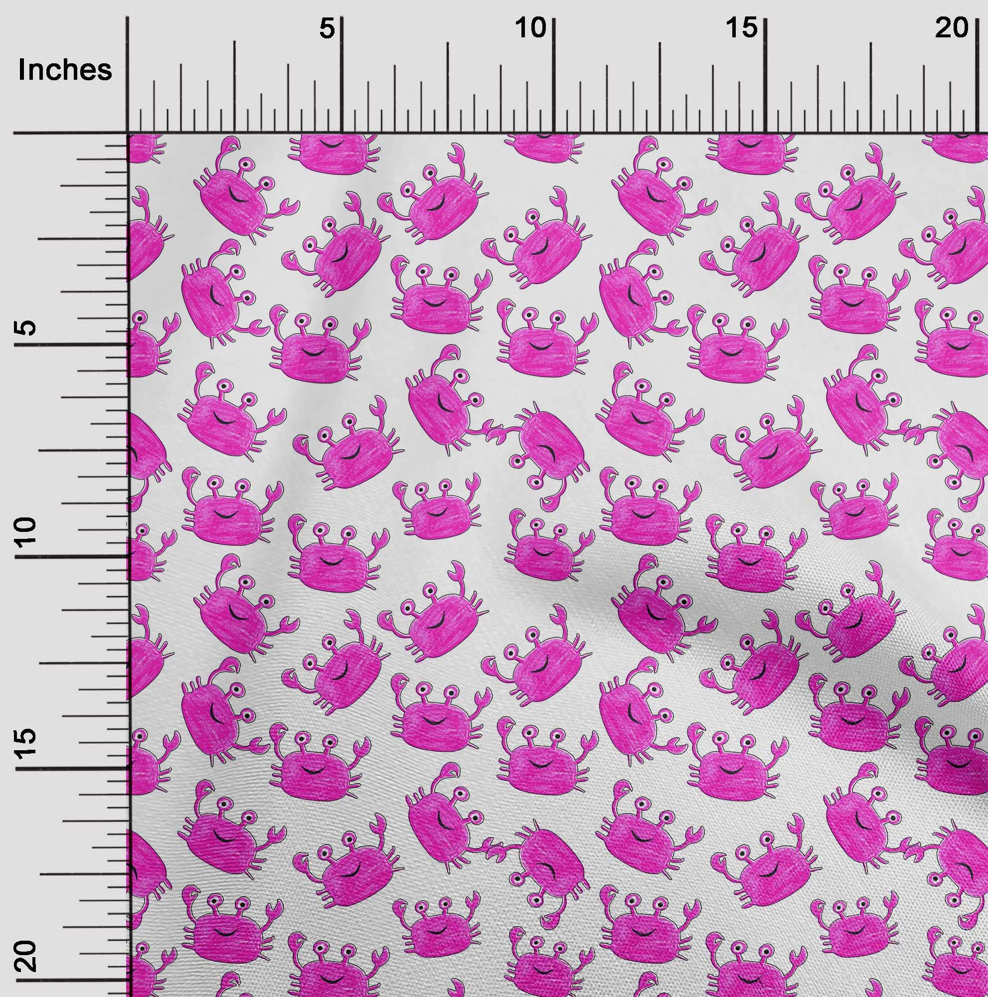 oneOone Polyester Spandex Fuschia Pink Kids Crab Print Fabric by The Yard - 56 Inch Wide Stretchy Dress Material for DIY Kids Clothing & Costumes