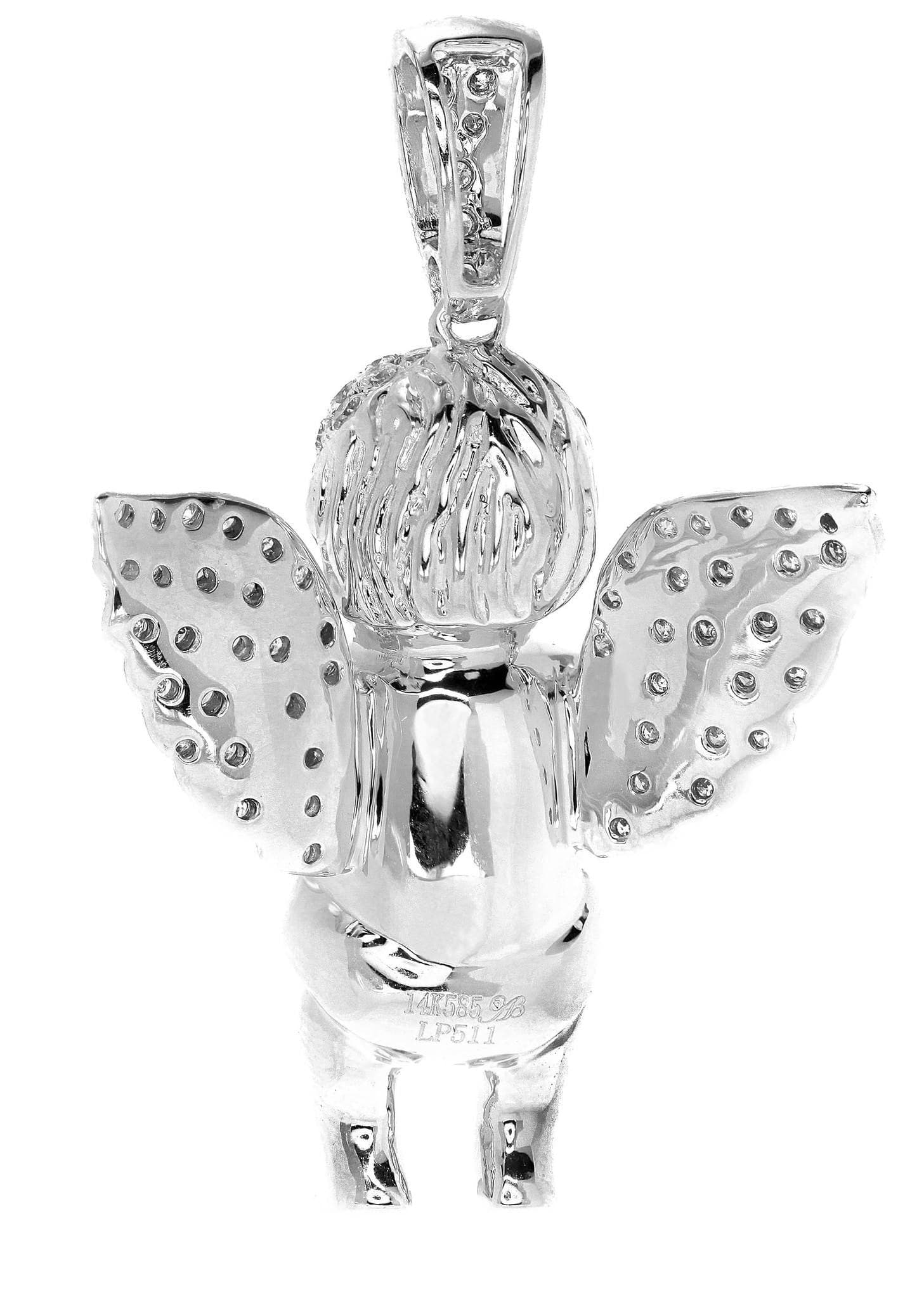Diamond Angel Pendant Necklace | 10.14g 14K Gold | 0.81ct Genuine Diamond | Elegant Jewelry Gift for Women | Perfect for Anniversaries & Special Occasions