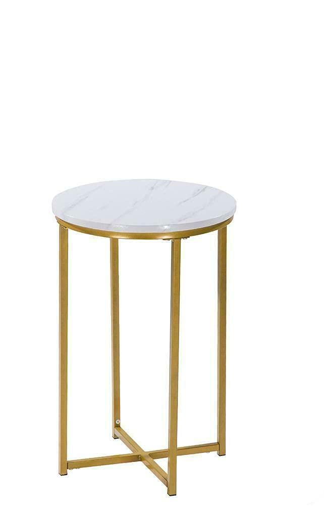 Modern Industrial Round Marble Dining Table - Stylish Bar, Coffee, Console & Side Table for Lounge, Patio & Outdoor Use