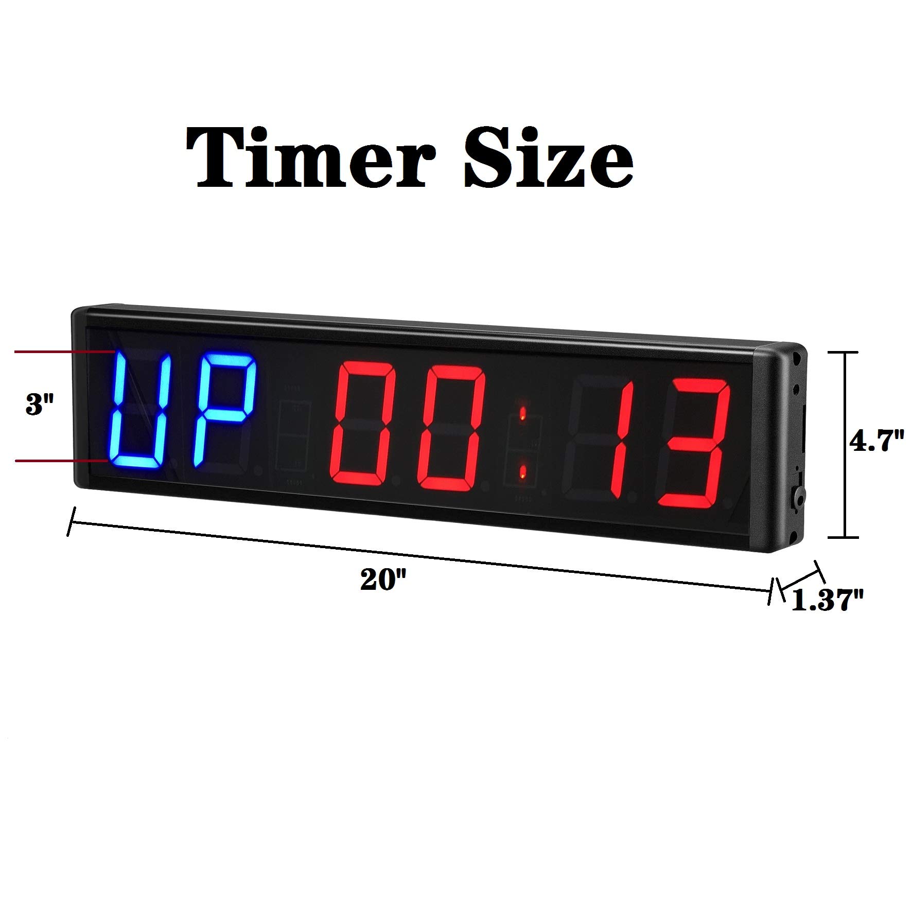 3 Inch Gym Timer - Digital Countdown & Count Up Clock with Remote for Fitness, Home, Tabata, Boxing (Blue/Red) | Perfect for Workouts, HIIT, MMA & Sports Training