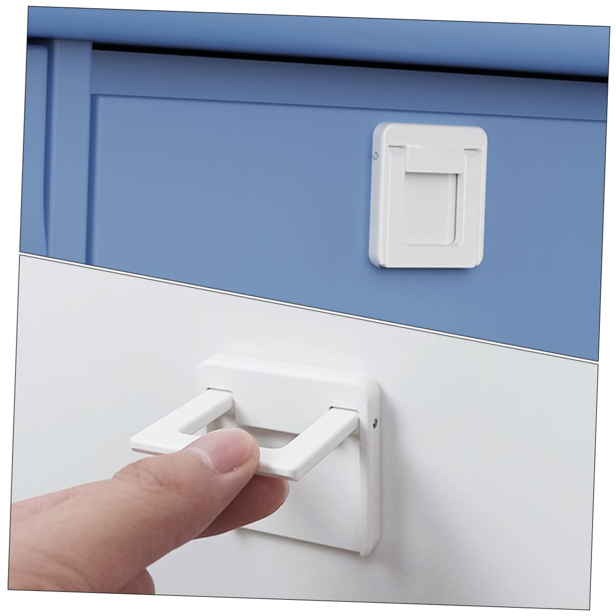 4-Pack Childproof Door Locks - Safety Sliding Door & Window Locks for Kids - No Drill Adhesive Handle Locks for Cabinets, Closets & Drawers - Perfect for Baby Proofing Homes & Child Safety