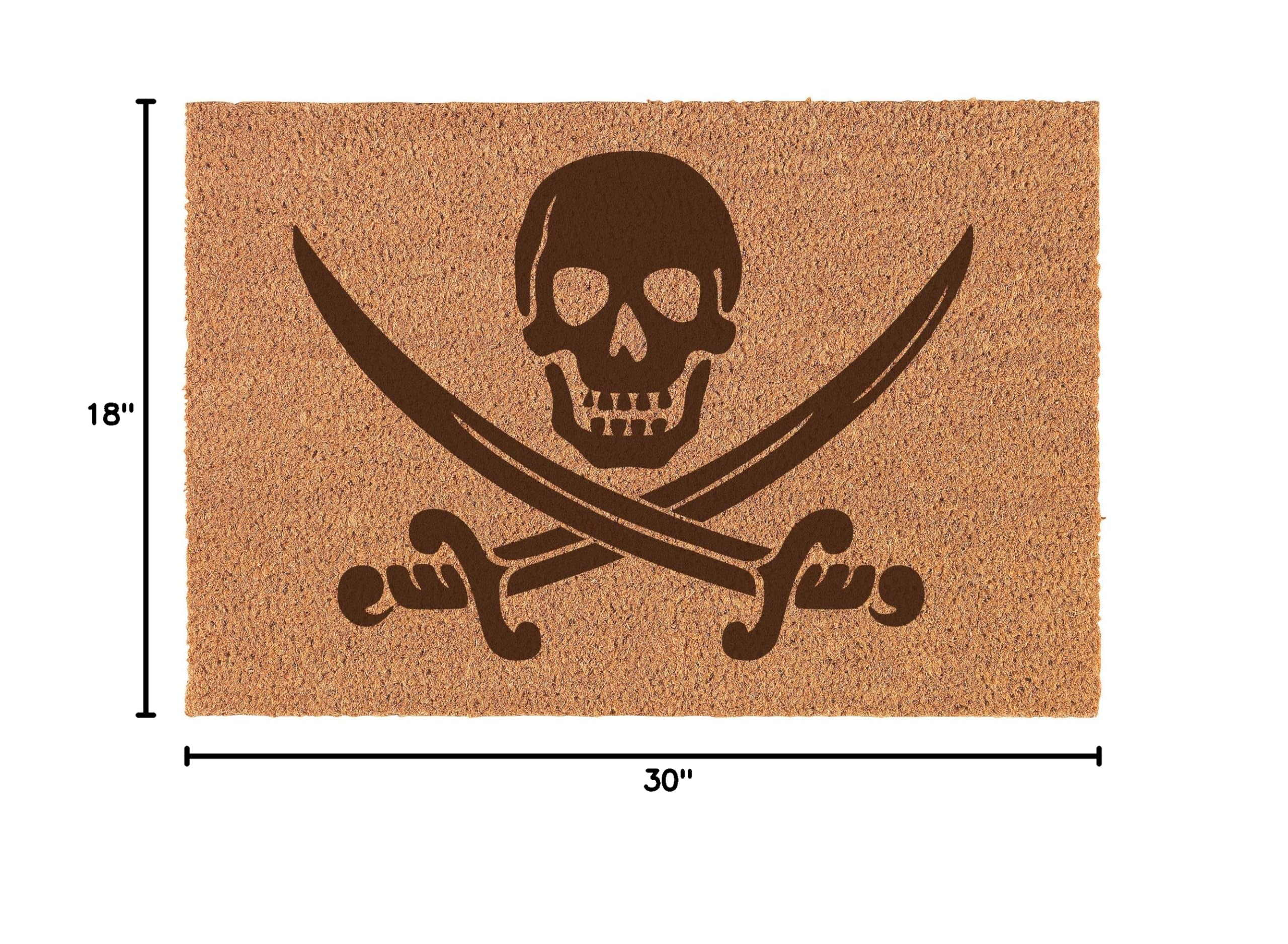 Premium Pirate Doormat - 18x30 Inch Non-Slip Coir Entry Mat for Front Door, Brown Natural Fiber - Perfect for Home, Office, or Boat Decor
