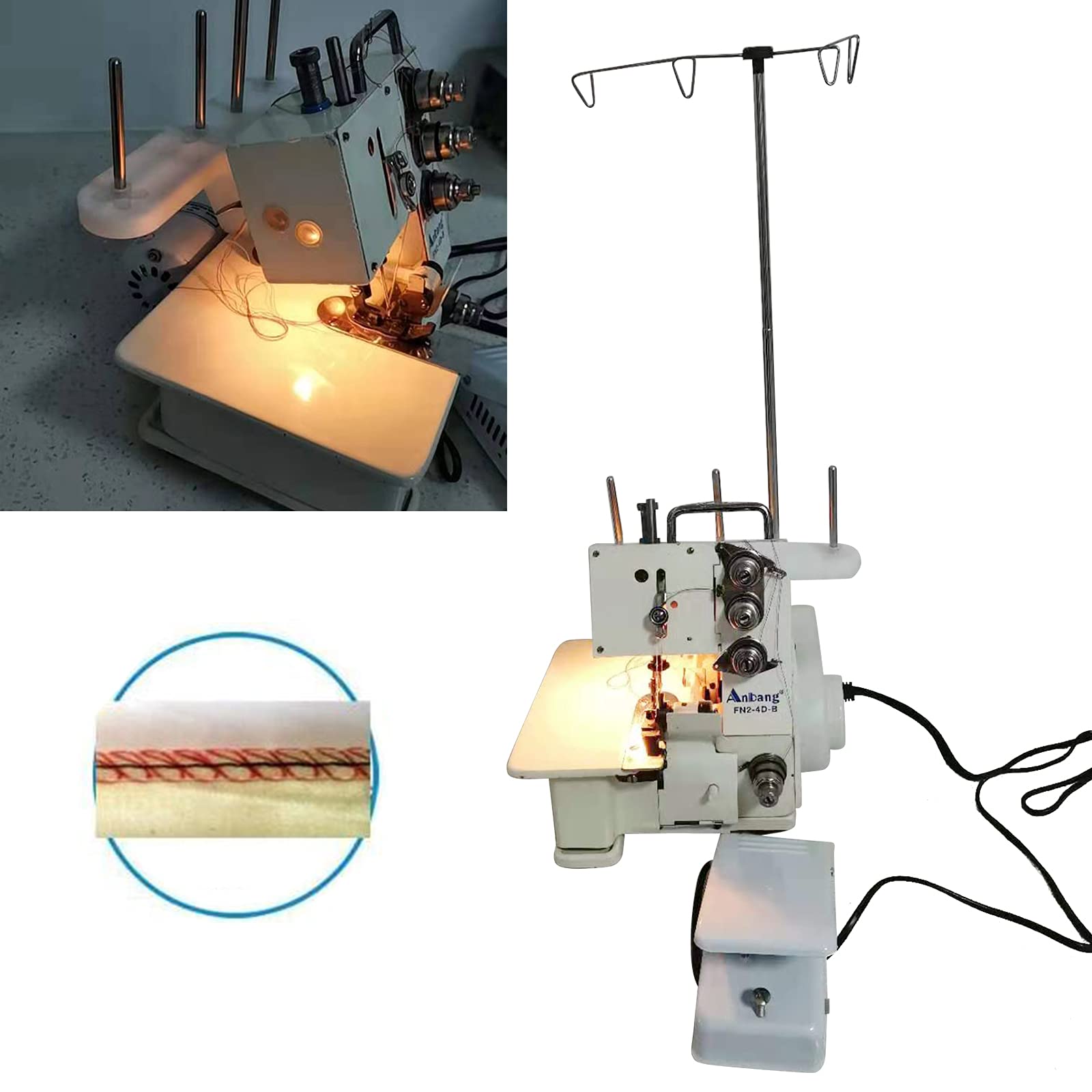 Professional 80W Four-Thread Edging Sewing Machine with Foot Controller - 1200 Stitches/Min for Home Sewing, Undershirts & Cotton Sweaters - Perfect for DIY Projects, Clothing Alterations and Fabric Edging