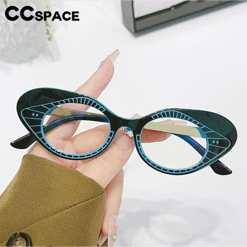 CCspace Women's Full Rim Cat Eye Titanium Eyeglasses Frame - Lightweight & Durable TR90 Material - Fashionable Reading Glasses for Work, Office & Everyday Wear