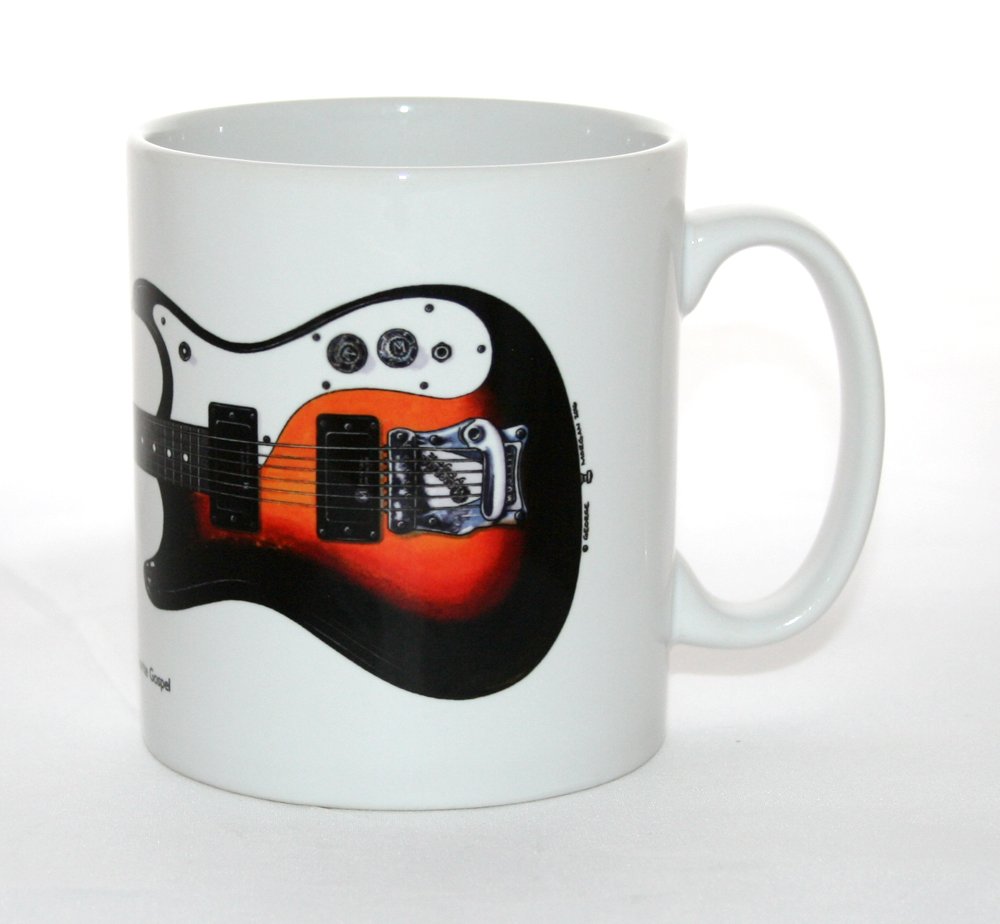 Kurt Cobain Inspired Guitar Mug - Ceramic Coffee Cup with Mosrite Gospel Guitar Illustration - Perfect for Music Lovers & Nirvana Fans - Great Gift for Guitarists & Rock Music Enthusiasts