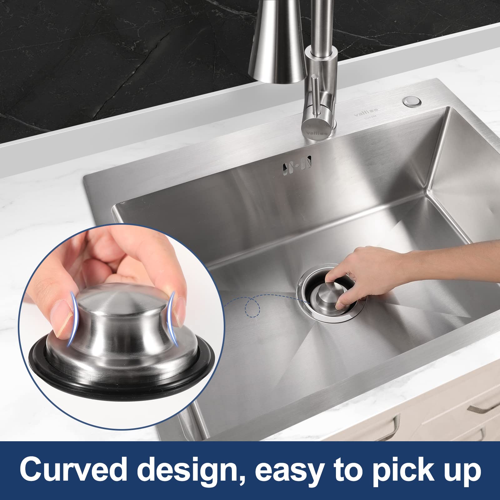 Stainless Steel 3.5 Inch Universal Kitchen Sink Stopper Plug Cover - Fits InSinkErator, Moen, Waste Maid Garbage Disposal Flange Drain (Brushed Finish) | Durable Sink Drain Cover for Bathroom, Laundry & Kitchen Use
