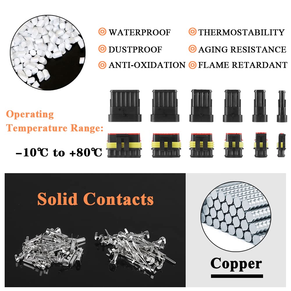 MUYI 763PCS Waterproof Electrical Wire Connectors Kit - 1/2/3/4/5/6 Pin Male & Female Automotive Connectors with Key Pin Extractor for Car, Marine, RV & Outdoor Wiring Projects