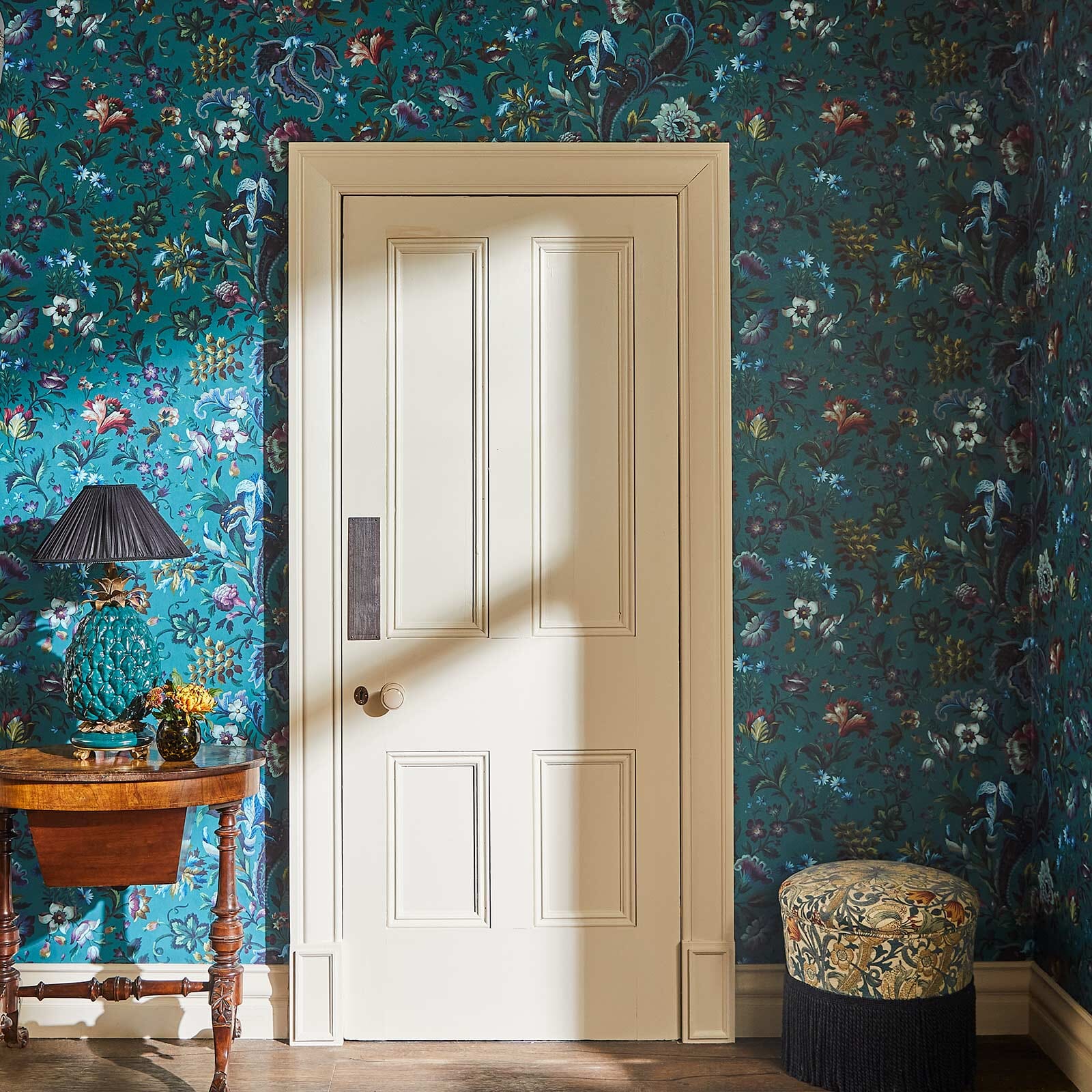FLORIKA Premium Self-Adhesive Wallpaper - Petrol Blue Peel and Stick Wallpaper for Bedroom, Living Room, and Home Decor | Easy to Install & Removable