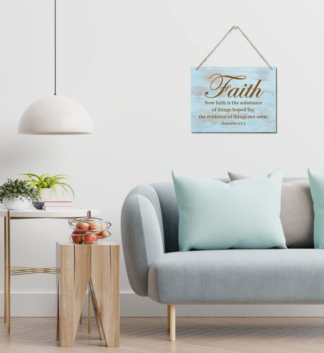 Bible Verse Wood Plaque - 'Now Faith Is The Substance' Hebrews 11:1 Scripture Wall Art - Christian Home Decor for Living Room, Bedroom & Office - Inspirational Gift for Faith & Encouragement