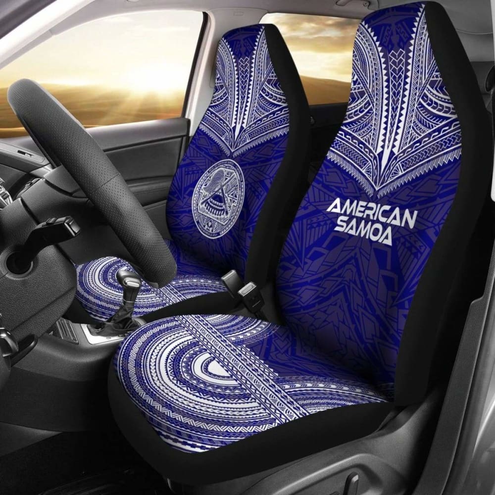 American Samoa Car Seat Cover with Polynesian Chief Tattoo Design - Red & Blue Version | Durable & Stylish Seat Protector for Cars, Trucks & SUVs | Perfect for Travel, Commuting & Family Road Trips