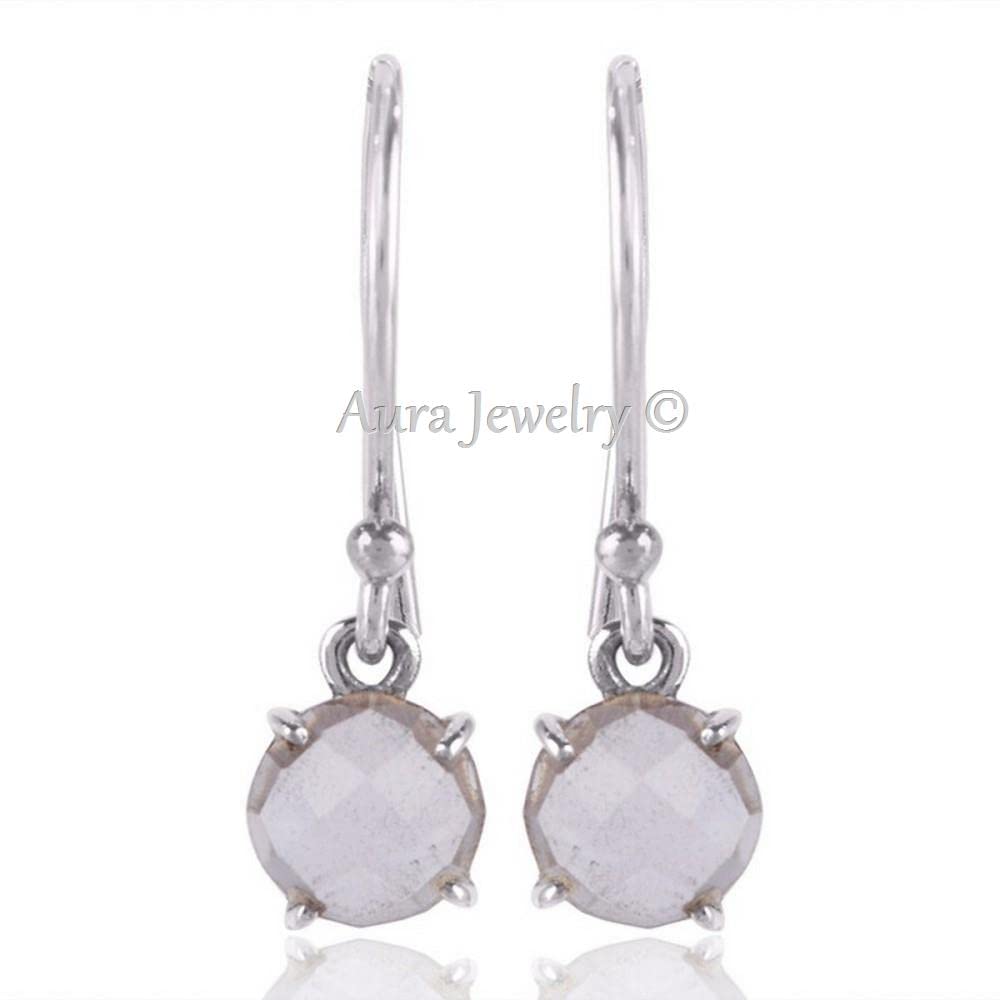 925 Sterling Silver Dangle Earrings for Women - April Birthstone Clear Quartz Gemstone Prong Set Hypoallergenic Jewelry | Trendy Crystal Earrings for Everyday Wear, Birthday Gifts & Christmas Presents