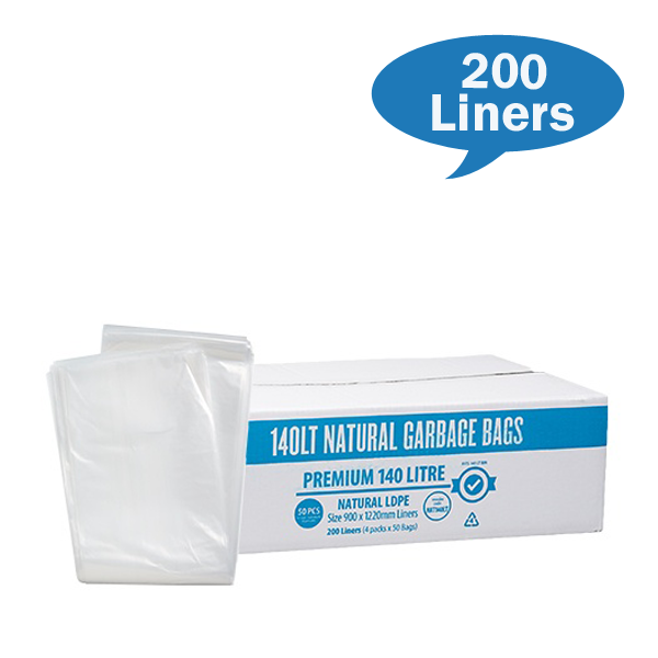 Premium Clear 140Lt Heavy Duty Trash Bags - Extra Thick Garbage Liners for Kitchen, Office & Outdoor Use