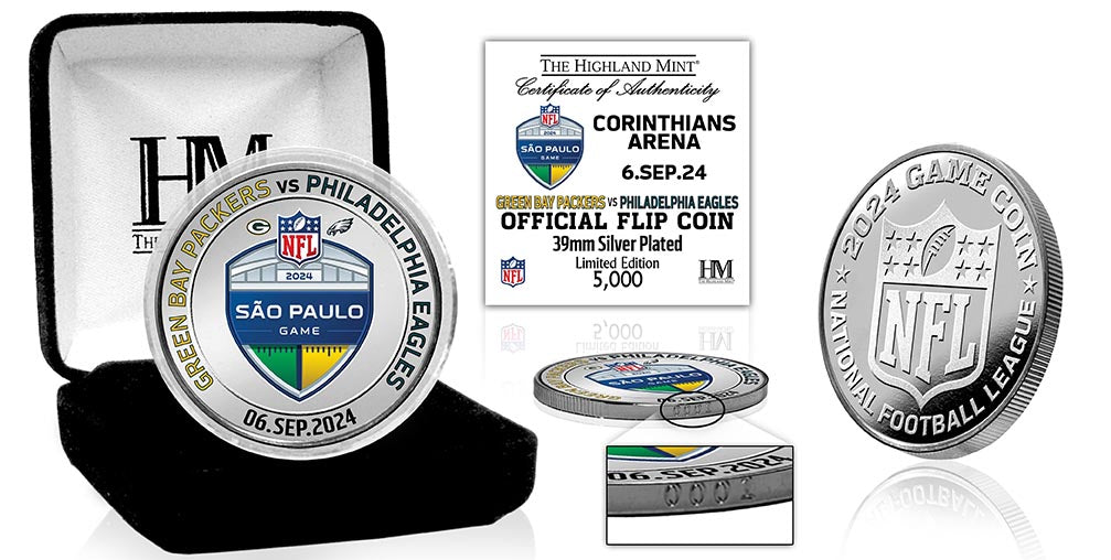 2024 NFL Commemorative Coin - Green Bay Packers vs Philadelphia Eagles Game Silver Flip Coin for Collectors, Fans & Sports Memorabilia (Perfect for Game Day, Gifts & Display)