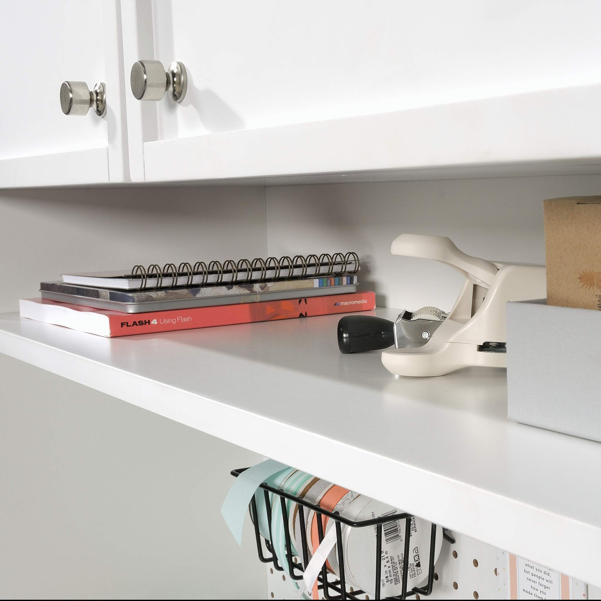 Sauder Craft Pro Series Storage Hutch with Adjustable Shelves - White Craft Organizer for Scrapbooking, Sewing & DIY Supplies - Perfect for Craft Room, Office & Home Organization