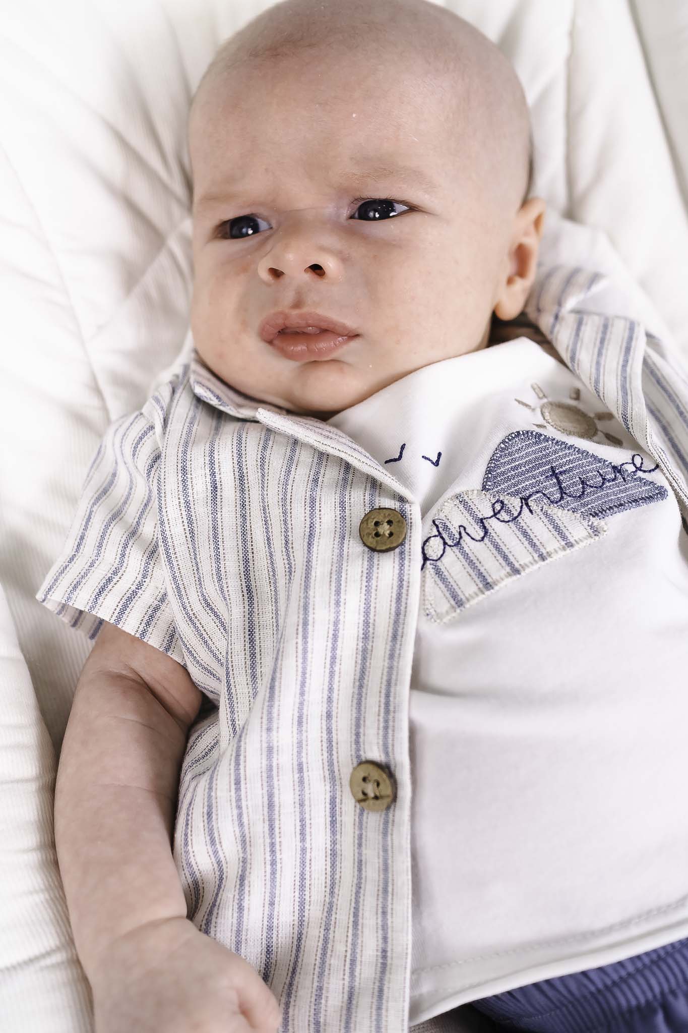 Stylish Natural Stripe Collared Shirt Set for Baby Boys - Perfect for Family Outings & Photo Shoots