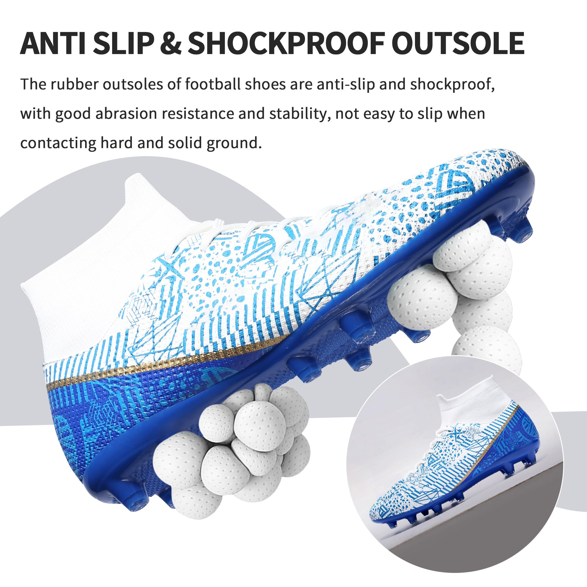 **Men's & Women's Lightweight High-Top Soccer Cleats - Outdoor Football Training Boots for Ground & Turf - Perfect for Matches, Practice & Athletic Performance**