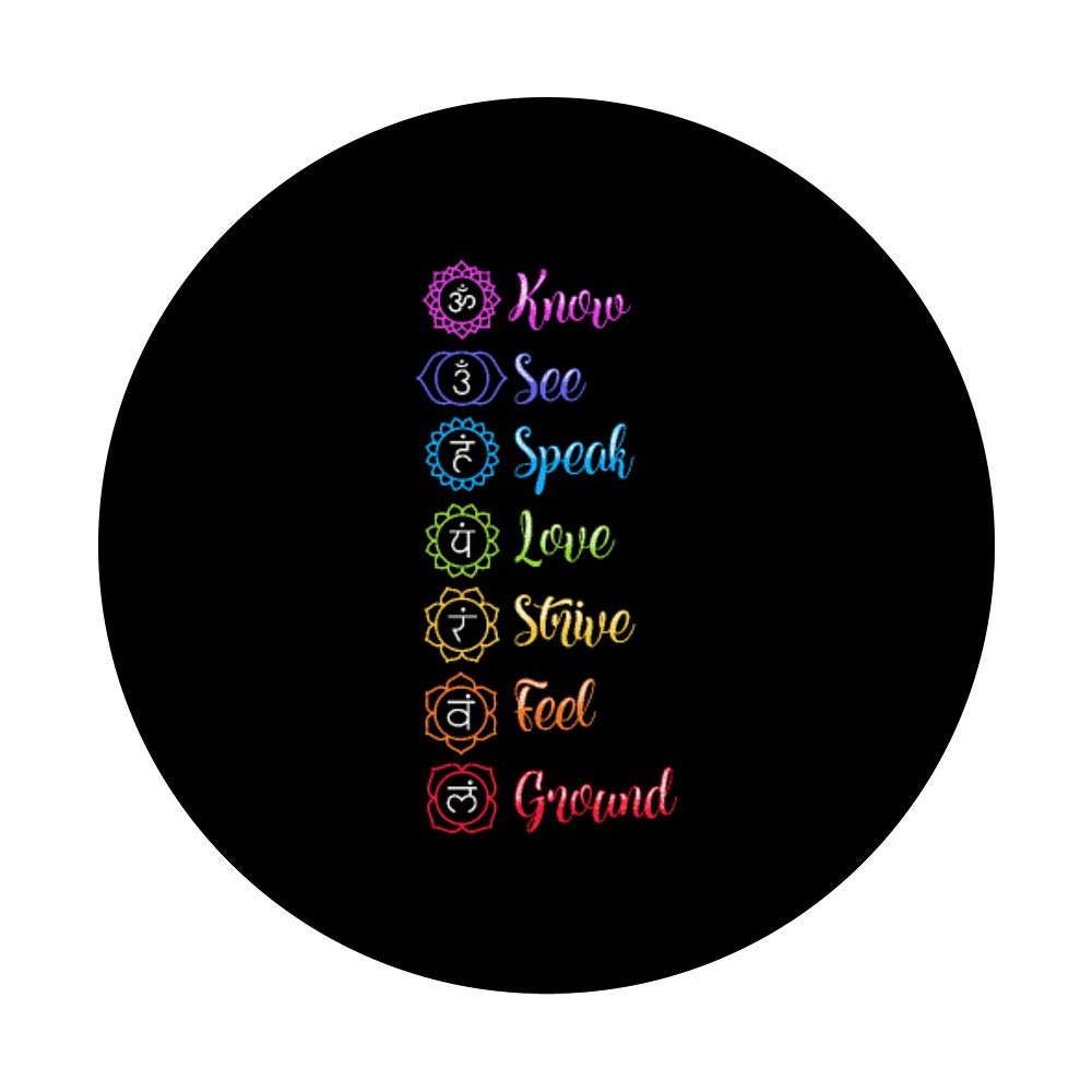 Seven Chakra Om Yoga PopSockets Swappable PopGrip - Spiritual Phone Grip for Yoga, Meditation & Daily Use | Reusable Phone Stand & Sticker