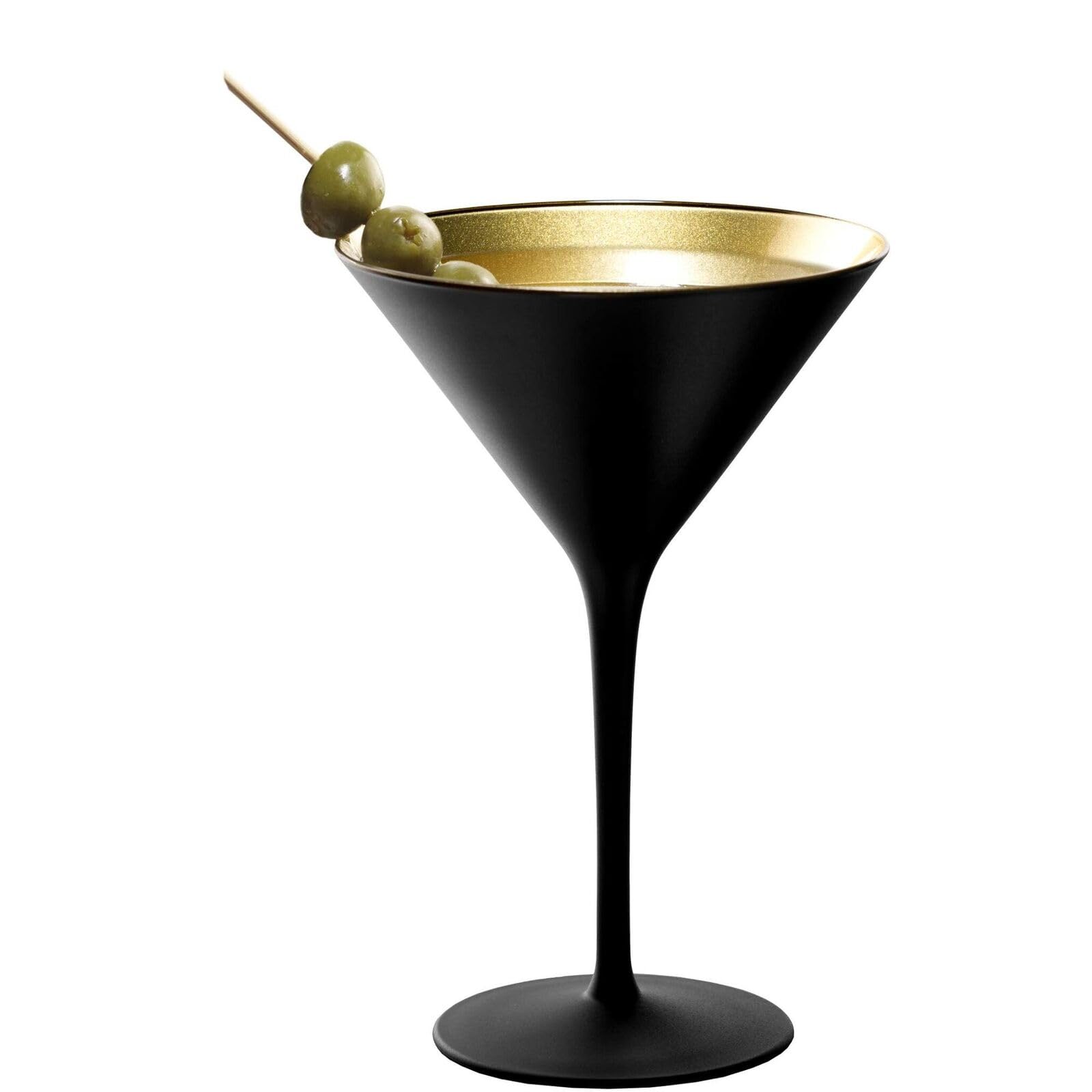 Stölzle Lausitz Olympia 8oz Martini Glasses Set of 6 - Premium Crystal Cocktail Glasses, Lead-Free & Dishwasher Safe Barware - Perfect for Gatsby Parties, Wedding Receptions & Upscale Home Entertaining (Black/Gold)