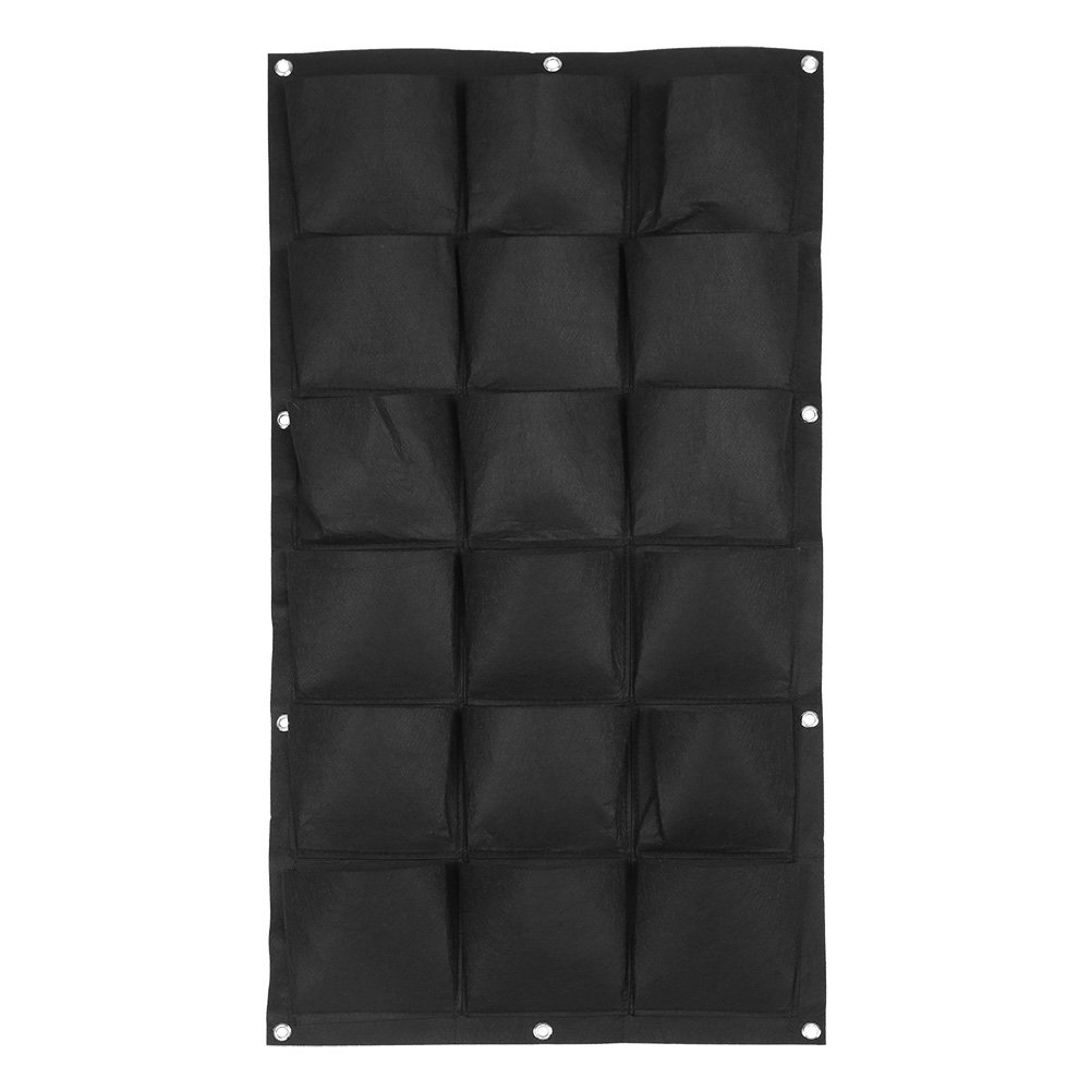 Vertical Hanging Garden Planter - 18 Pocket Wall Mounted Plant Grow Bag for Indoor & Outdoor Plants | Space Saving Home Decor for Balcony, Patio, Kitchen & Small Spaces | Black