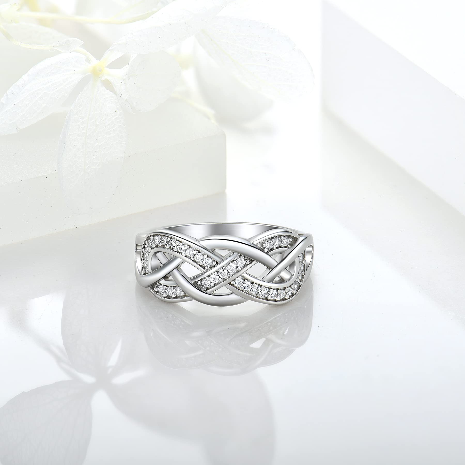 JO WISDOM Infinity Promise Ring - Sterling Silver CZ Engagement Band for Women | Wedding & Anniversary Gift