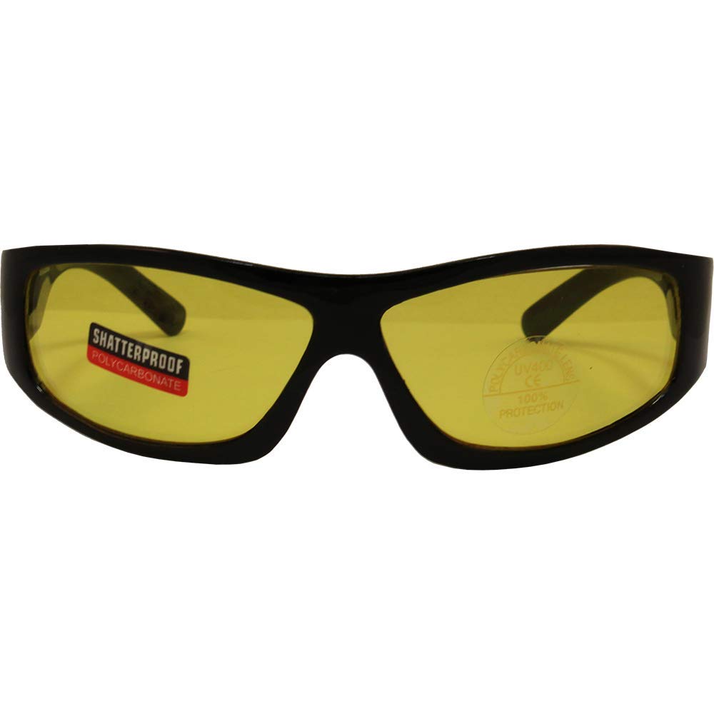 Blackbird Sport Motorcycle Riding Sunglasses - UV Protection, Anti-Glare, Lightweight Black Frame with Yellow Lenses for Men & Women - Perfect for Cycling, Motorcycling, and Outdoor Sports
