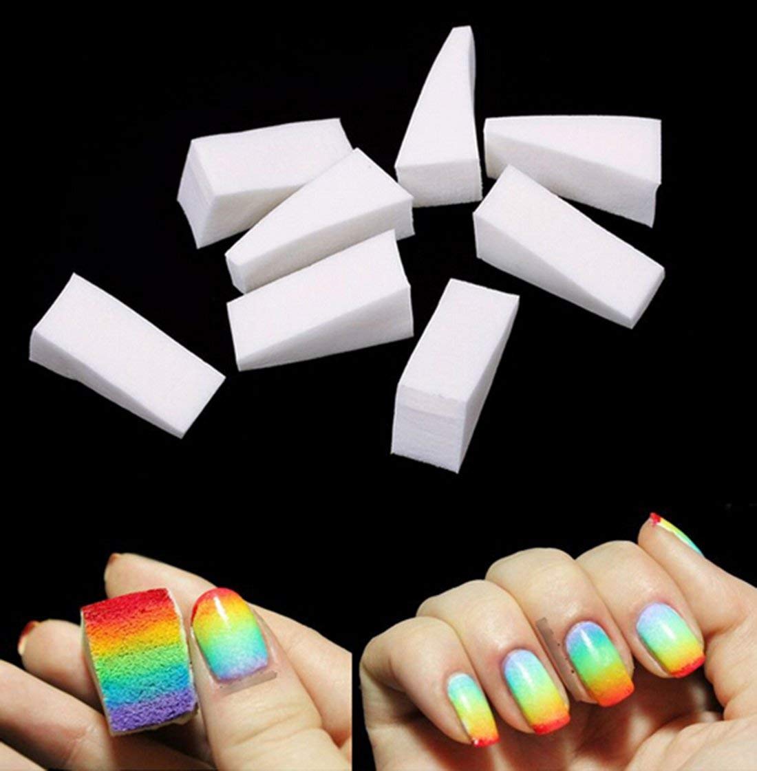 ALVRIO Nail Art Sponges - 10 Pack DIY Gradient Nail Polish Blending Sponges for Ombre & Glitter Nail Designs | Perfect for Home Manicures, Salon Use & Nail Art Beginners