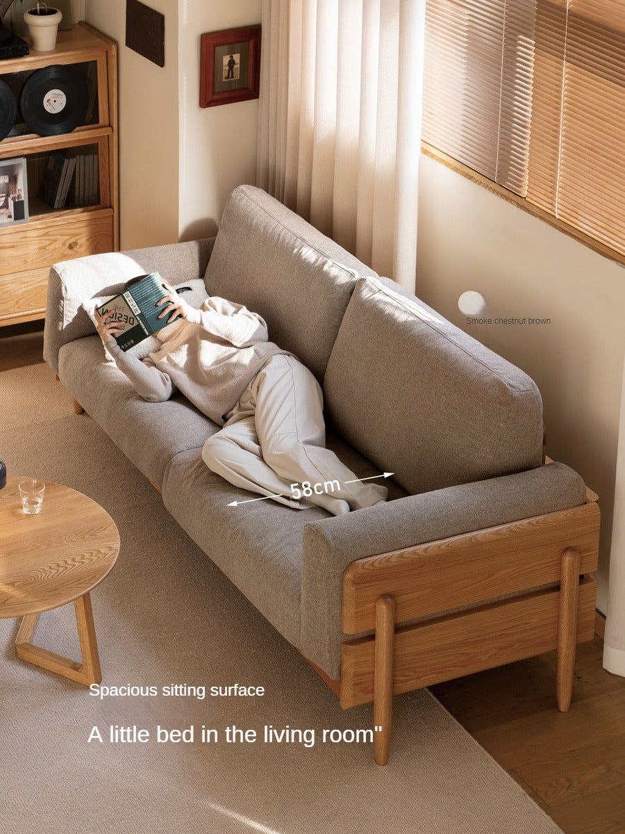 Solid Oak Wood Sofa - Modern High Back Design for Living Room, Lounge & Office - Durable & Stylish Furniture for Home Decor