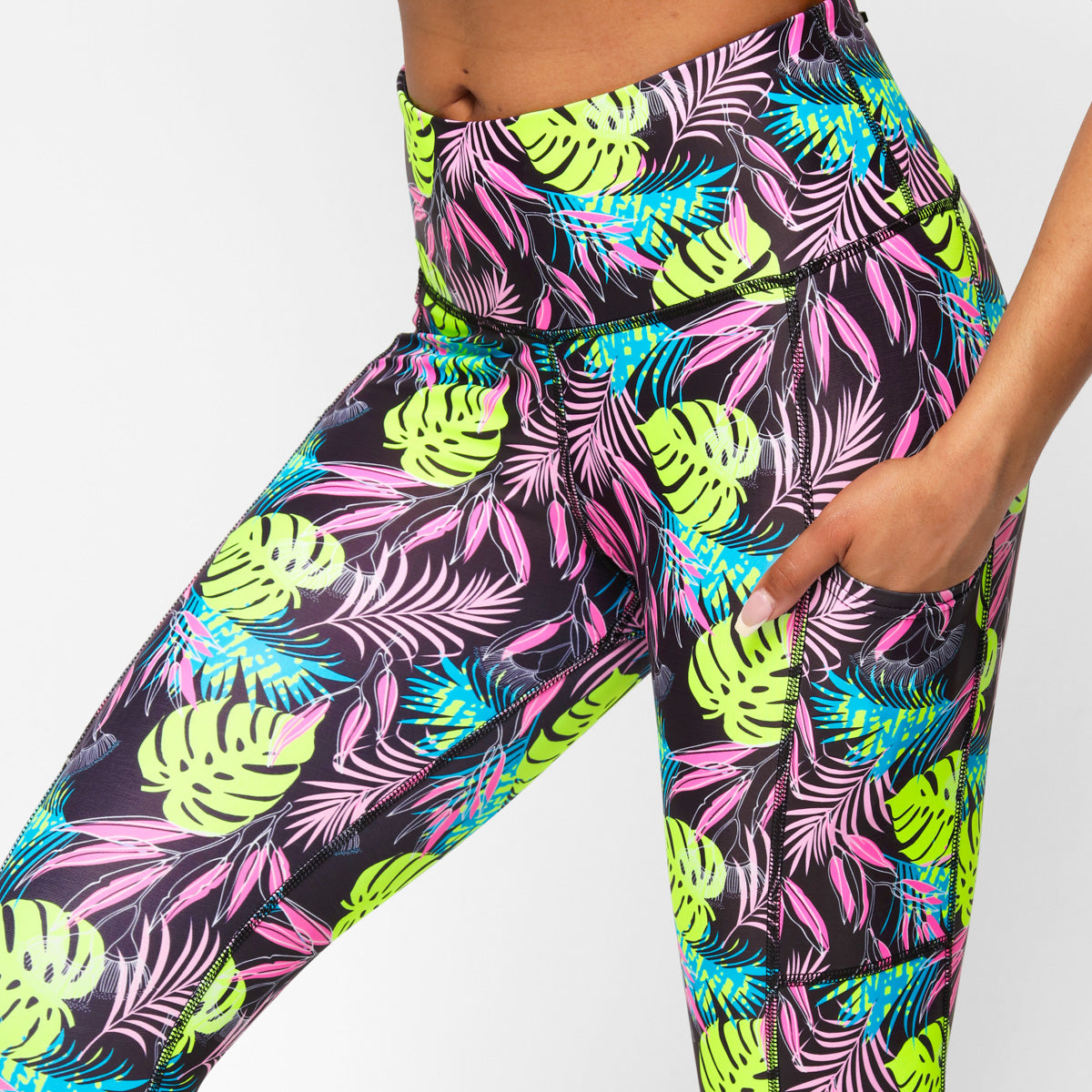 Twilight Palm Print High Waist Yoga Leggings for Women - Soft Stretchy Workout Pants for Gym, Running & Lounge Wear