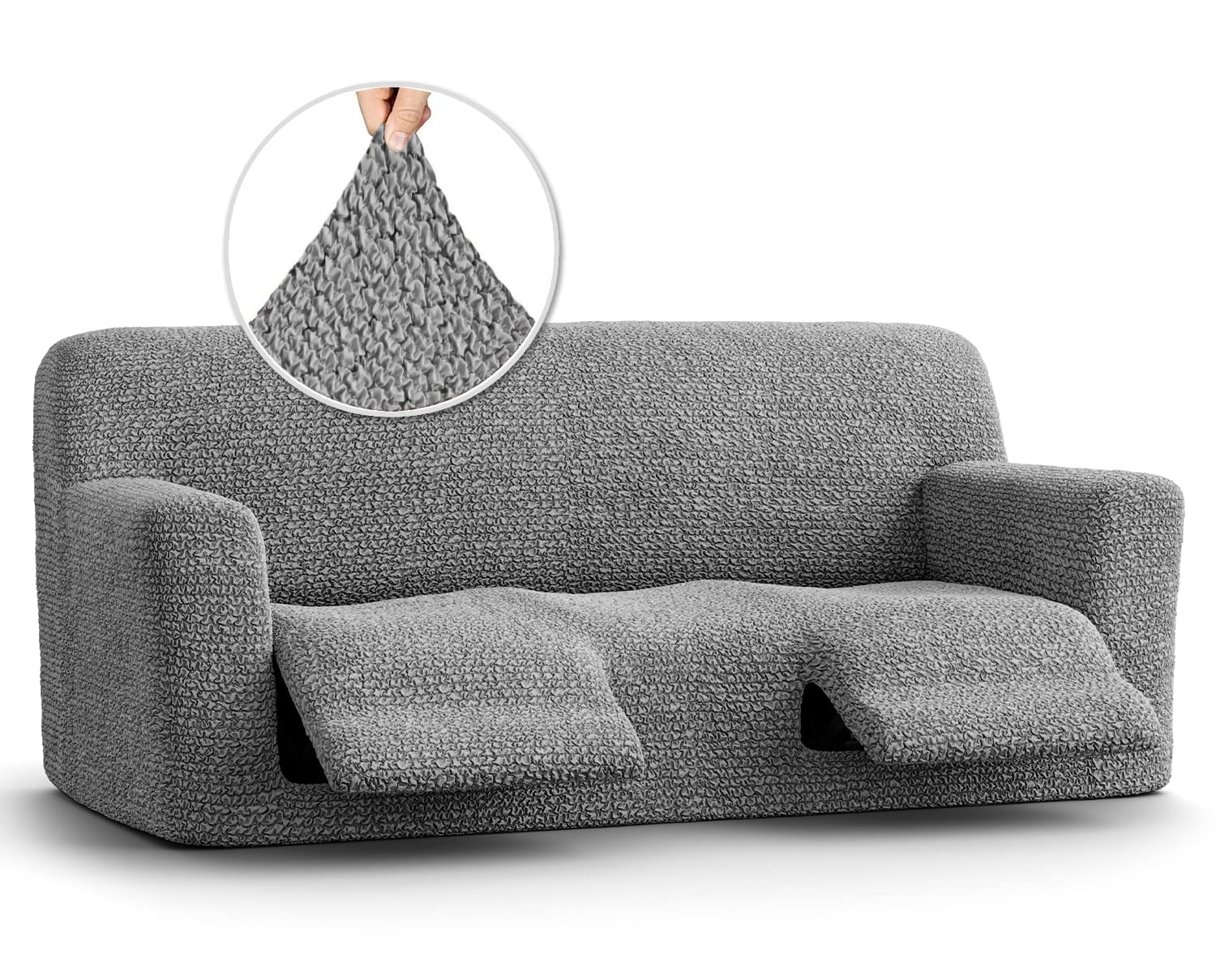 PAULATO BY GA.I.CO. Recliner Sofa Cover - Stretchable 1-Piece Slipcover for Reclining Couches - Soft Microfiber Fabric Furniture Protector in Ash Color - Perfect for Living Room, Home Theater & Family Room Protection