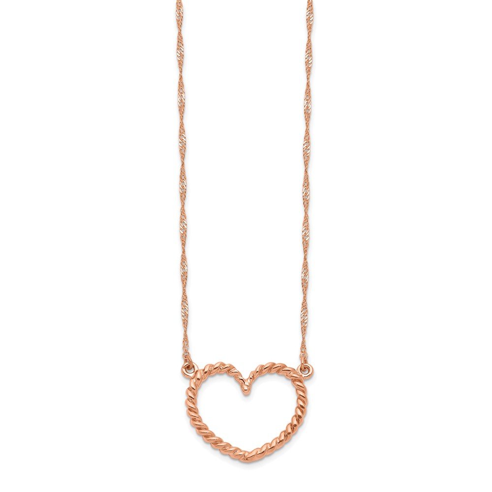 14K Rose Gold Heart Necklace for Women - Polished & Textured Pendant, Dainty Jewelry Gift for Valentine's Day, Anniversary or Birthday - Perfect for Romantic Dates & Special Occasions