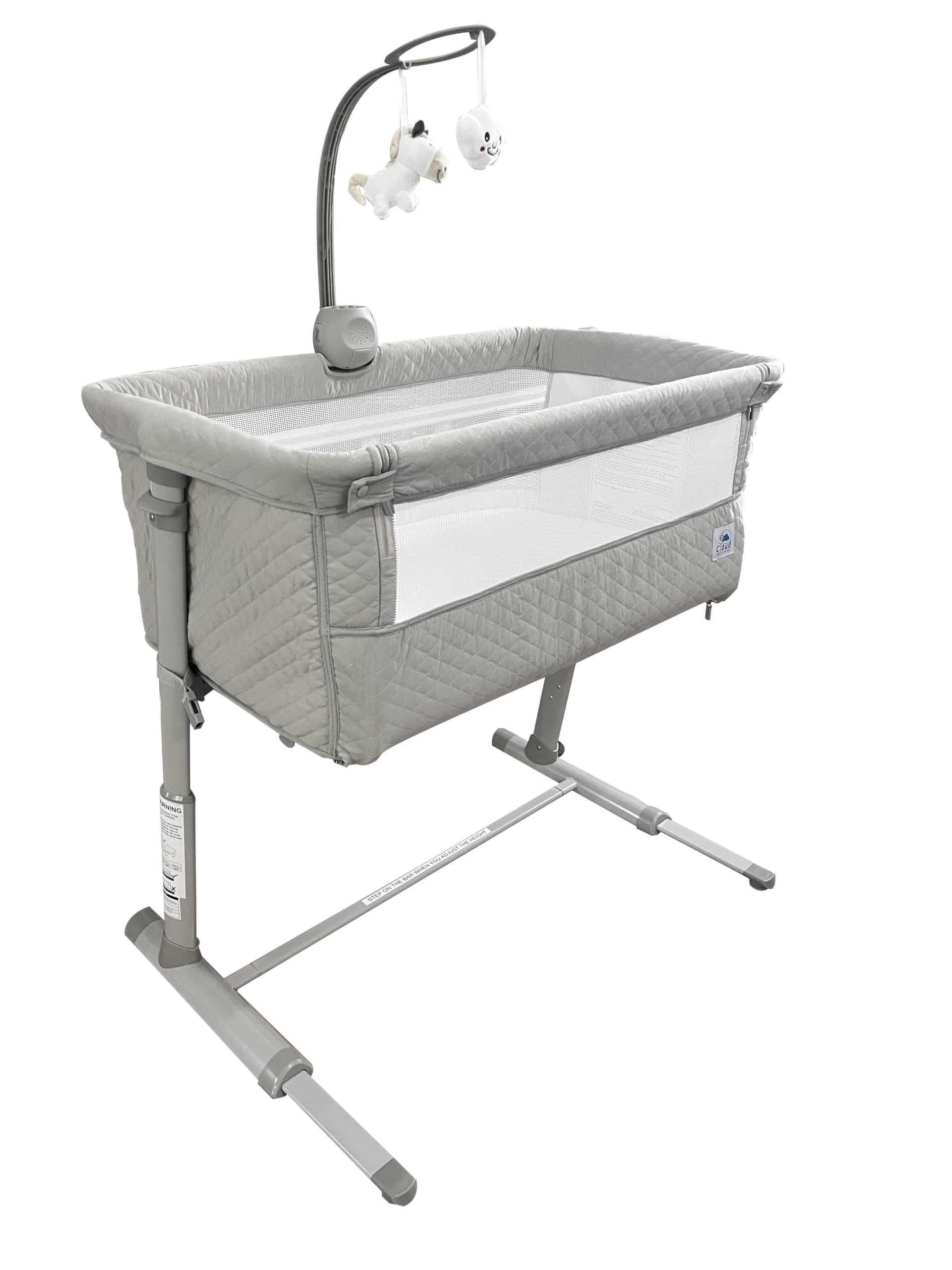 Portable Baby Bassinet for Newborns & Infants - Adjustable Cloud Bedside Crib with Soothing Music & Hanging Mobile - Safe Co-Sleeping Solution for Girls & Boys | Nursery, Bedroom, Travel & On-the-Go Parenting