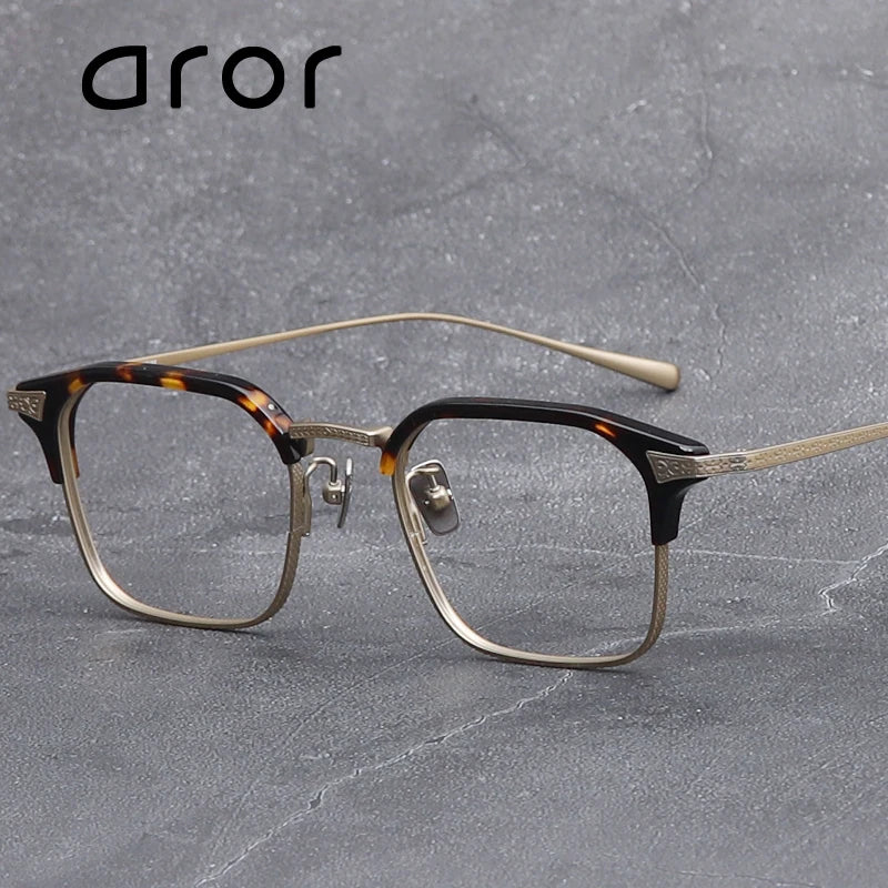 Stylish Aror Unisex Full Rim Square Titanium Acetate Eyeglasses Frame 494200 - Lightweight & Durable for Work, Reading & Everyday Fashion