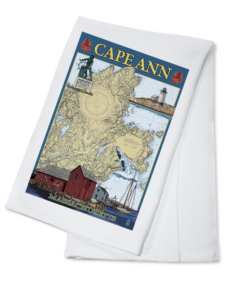 Nautical Chart #2 Cape Ann Massachusetts - 100% Cotton Tea Towel, Decorative Hand Towel for Kitchen & Home - Perfect for Coastal Decor, Gifts & Dish Drying